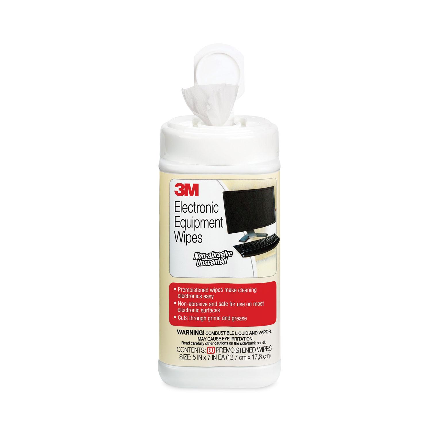 3M™ Electronic Equipment Cleaning Wipes, 5 1/2 x 6 3/4, White, 80/Canister