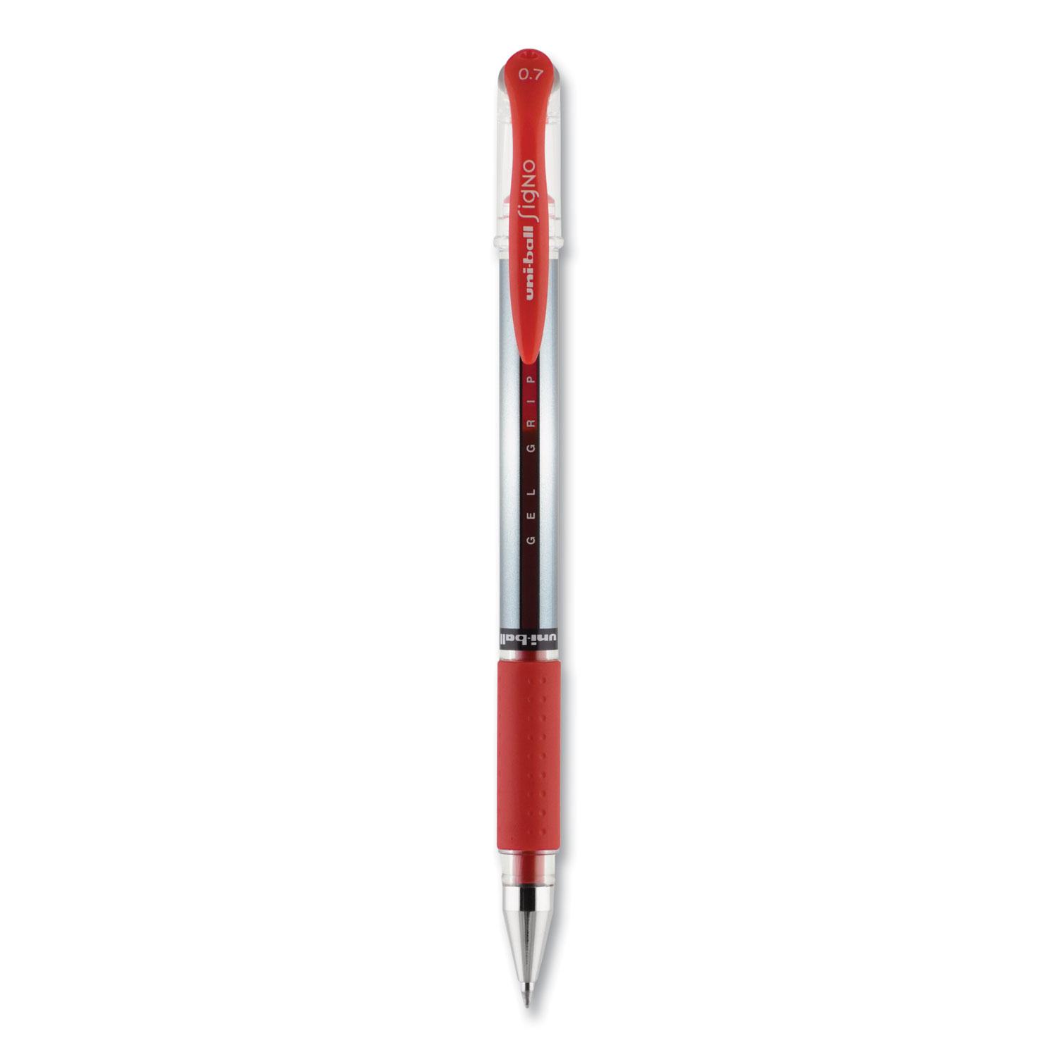 uniball® Signo Gel GRIP Roller Ball Stick Gel Pen, Red Ink, Medium, Dozen