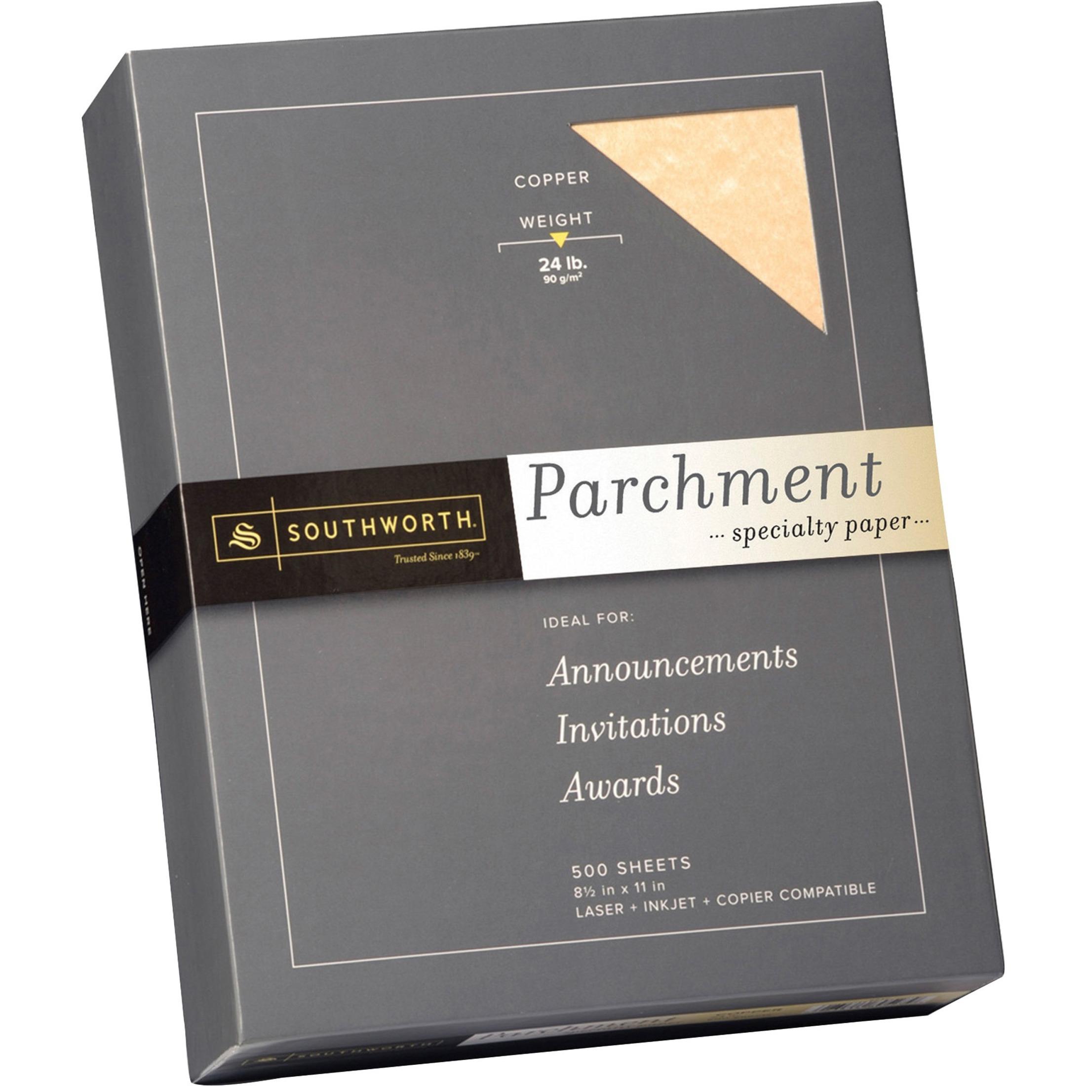 Fine Parchment Paper, 24Lb, 8-1/2"x11", 500/BX, Copper