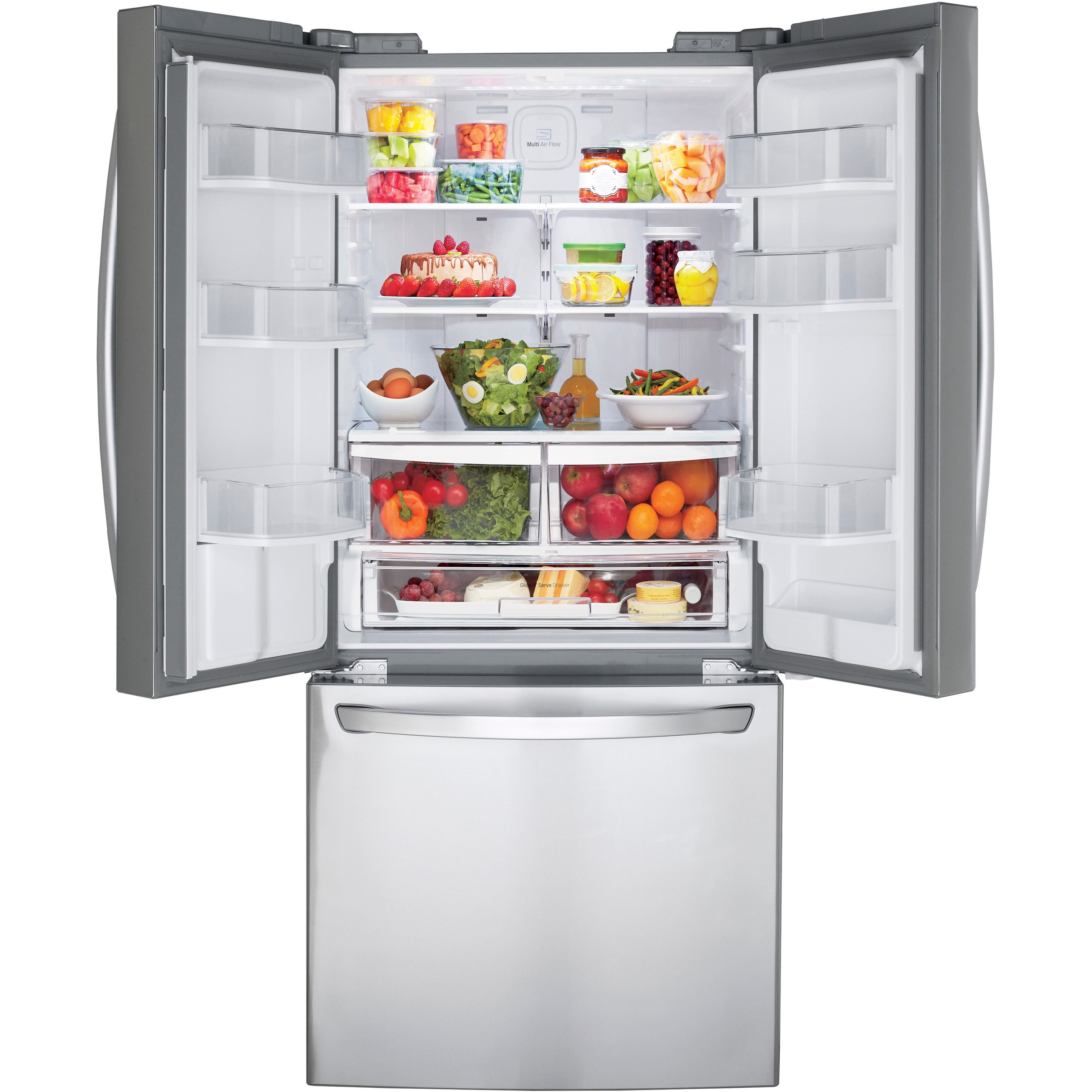 LG 22-cu.ft. Capacity 3-Door French Door Refrigerator, ENERGY STAR, ADA, Ice Maker, Stainless Steel