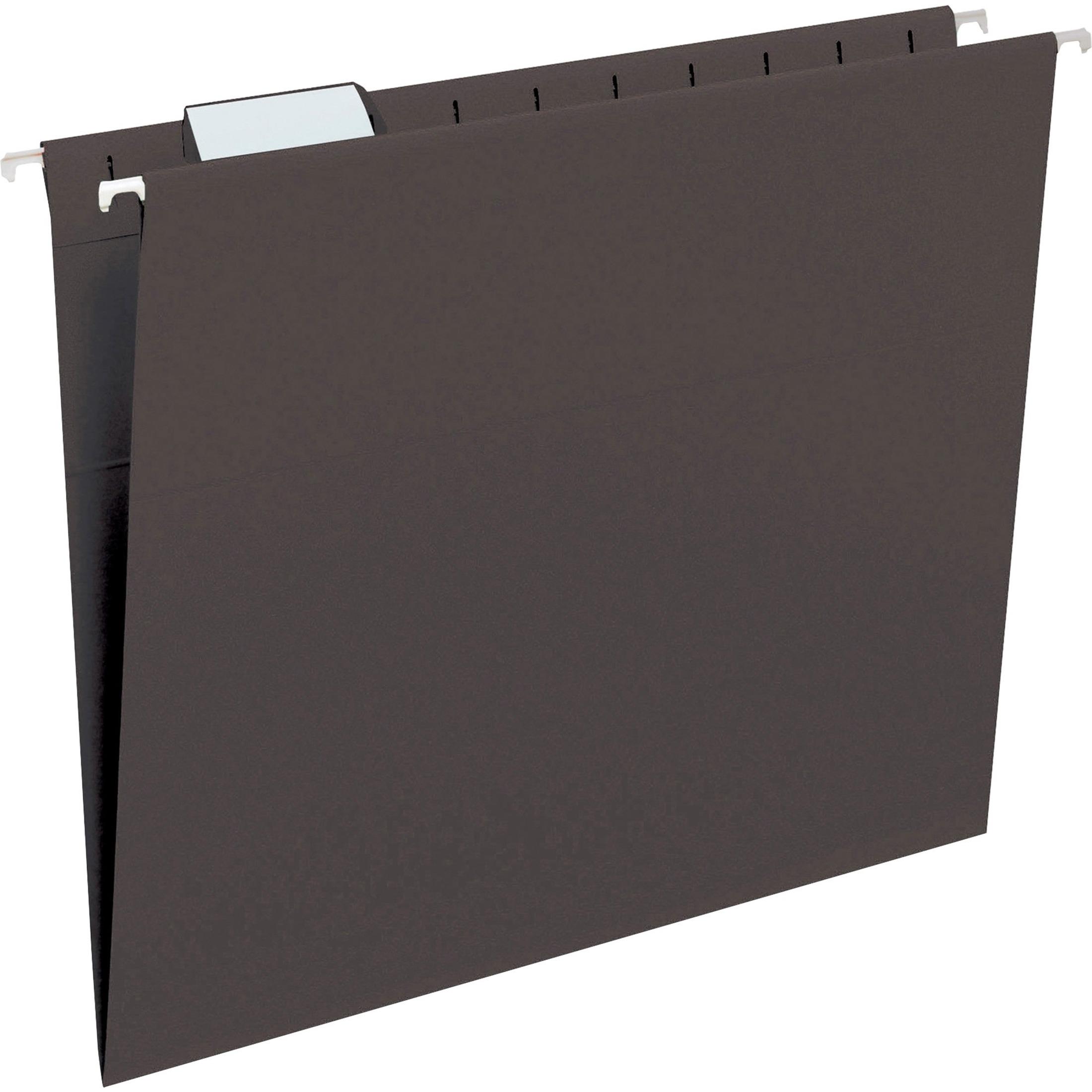 Hanging Folders w/Poly Tab, 1/5 Tab, Ltr, 25/BX, Black