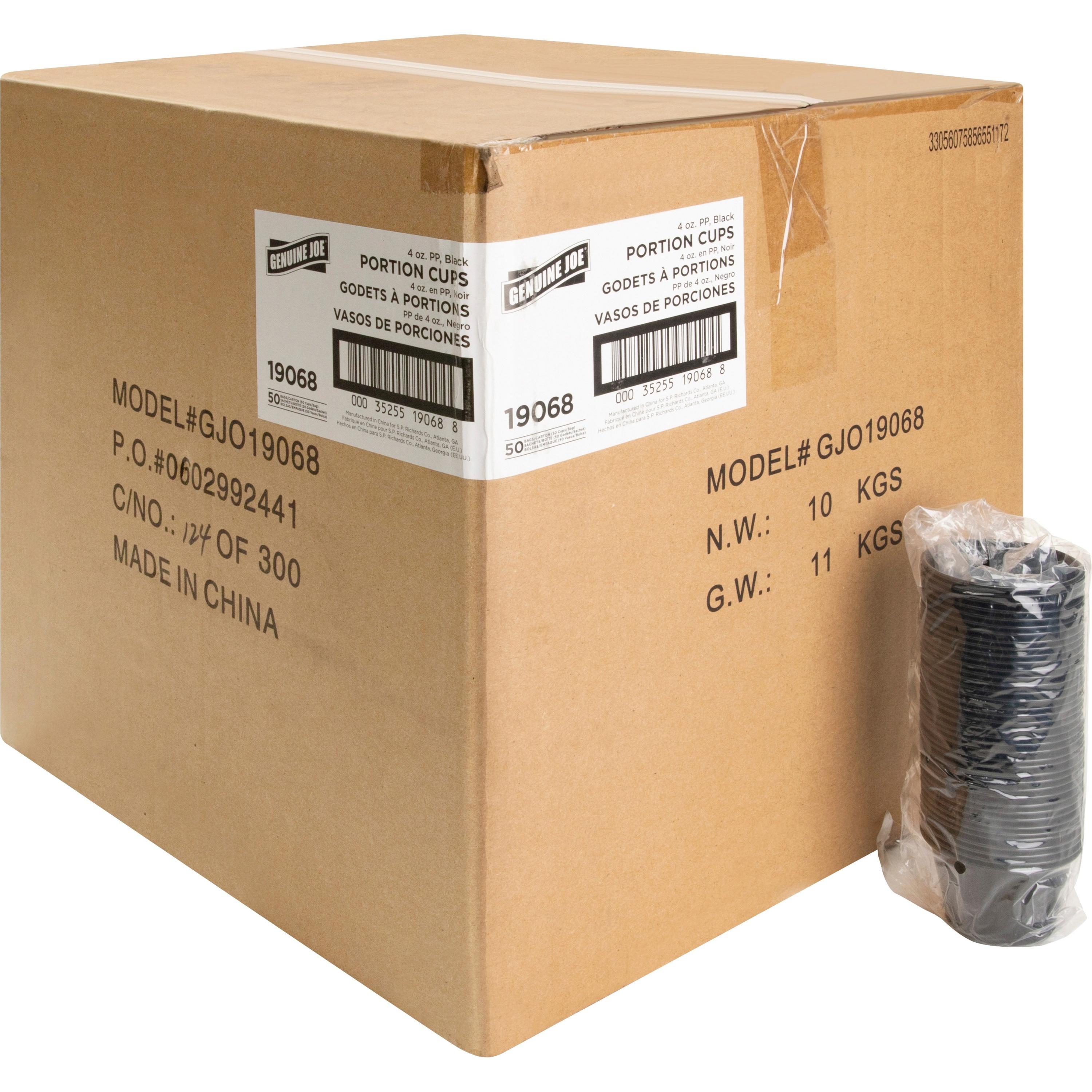 Genuine Joe Portion Cups, Black, 4oz (Pack of 2500)