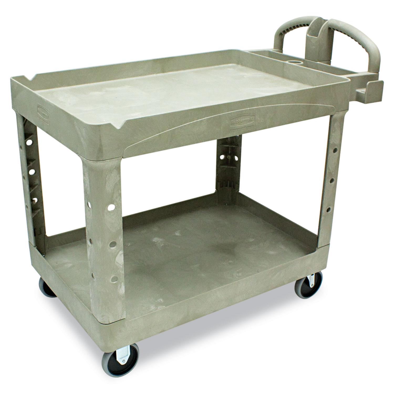 Rubbermaid® Commercial Heavy Duty Utility Cart, 2 Shelves, 45-1/5"L x 25-9/10"W x 32-1/5"H, 500 lbs. Capacity - Cart Color: Beige