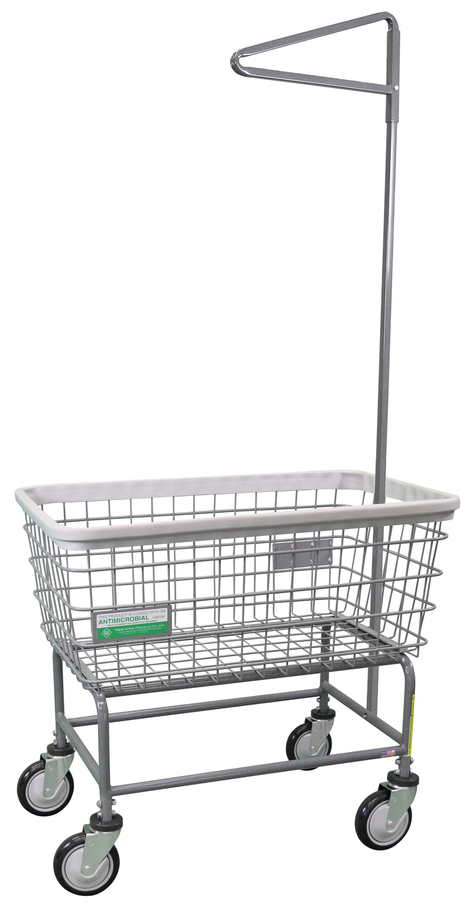 R&B Wire® Large Wire Laundry Cart with Double Pole Rack, 4.5 Bushel ...