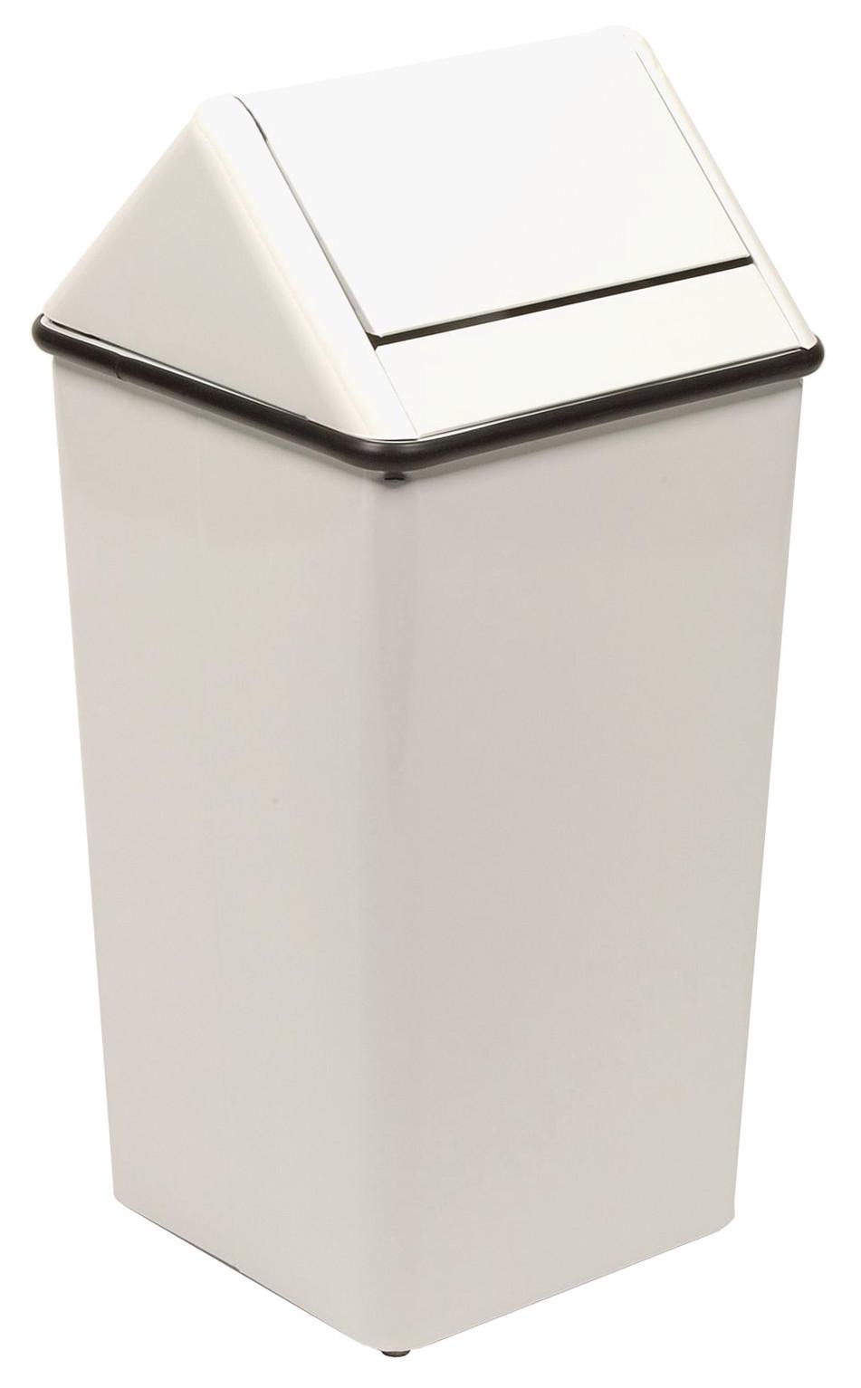 Witt Waste Receptacle and Hamper, 21 Gallon, Swing Top, Square, White
