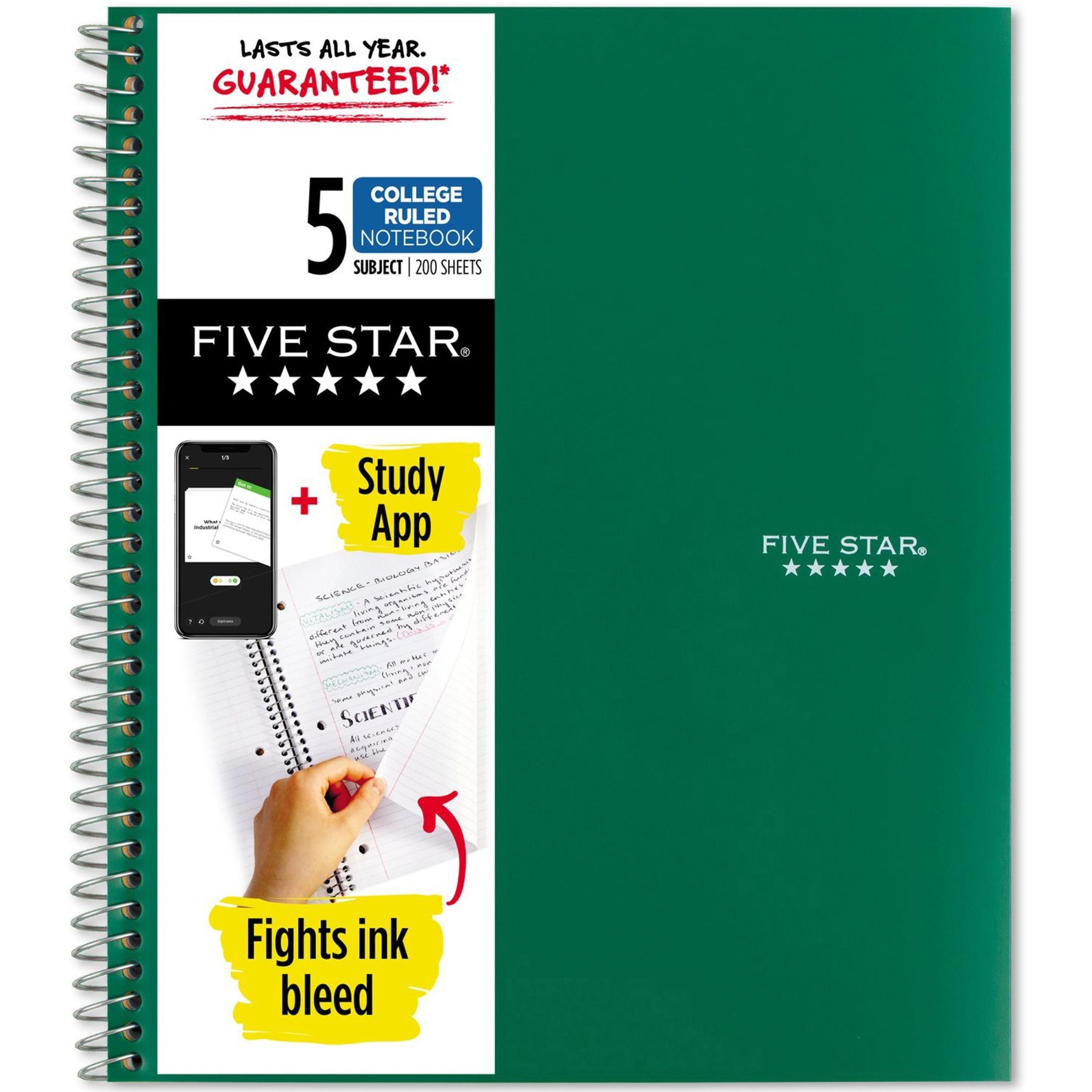 5-Subject Notebook, College-Ruled, 8-1/2"x11", GN