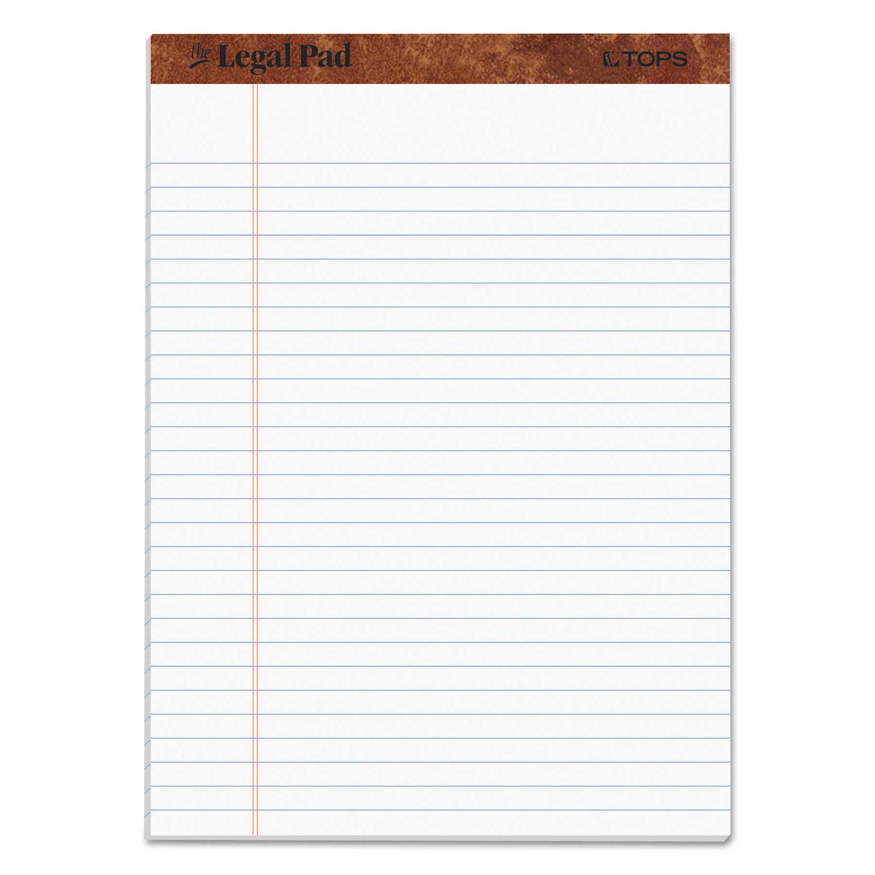 "The Legal Pad" Ruled Pads, Legal/Wide, 8 1/2 x 11 3/4, White, 50 Sheets, Dozen