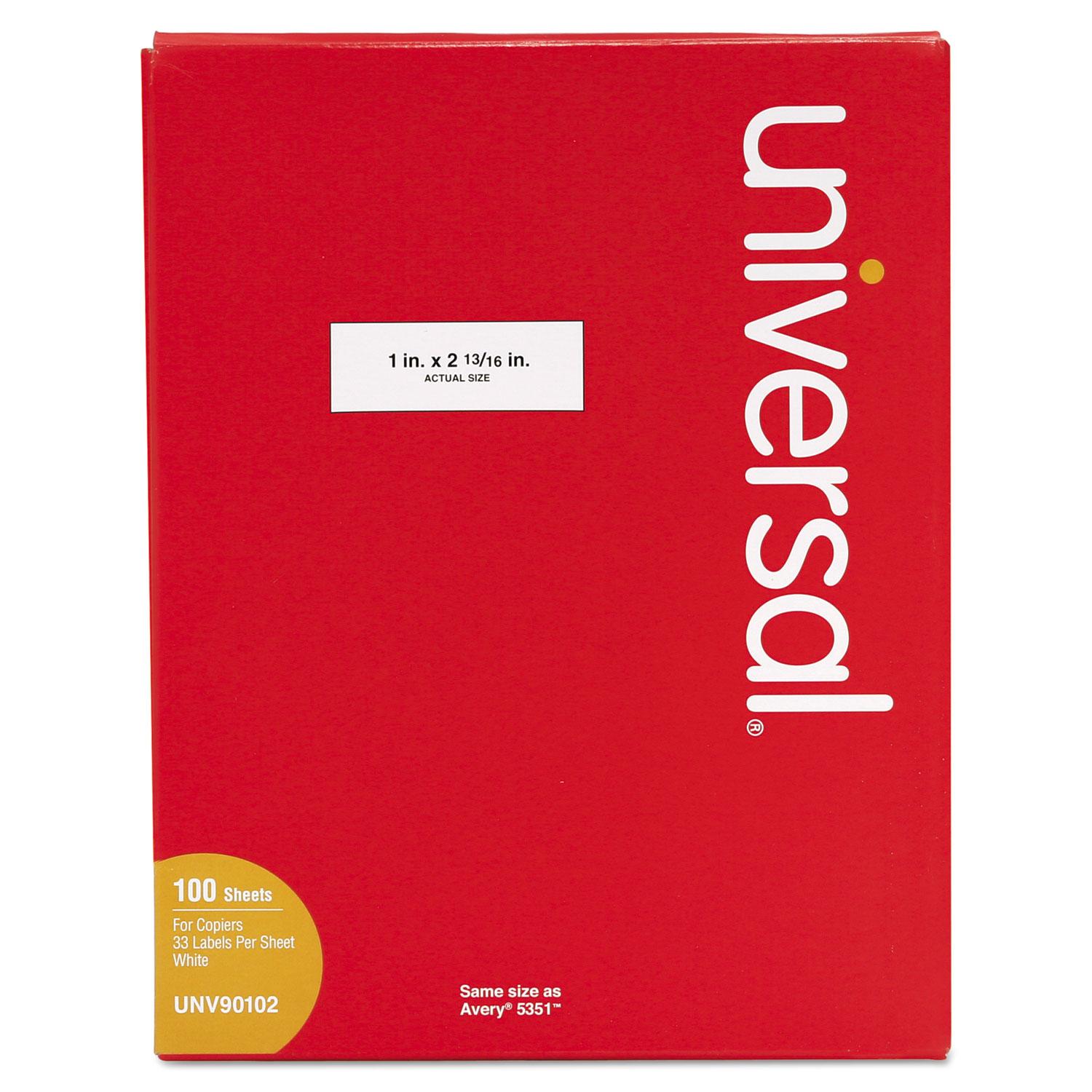 Universal® Address Labels for Copiers, 1 x 2-13/16, Bright White, 3300/Box