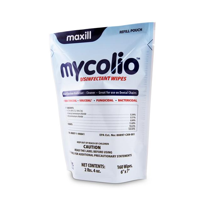 mycolio DISINFECTANT WIPES Refill Pouch, 160 Wipes/Pouch, 8 Pouches/Pack
