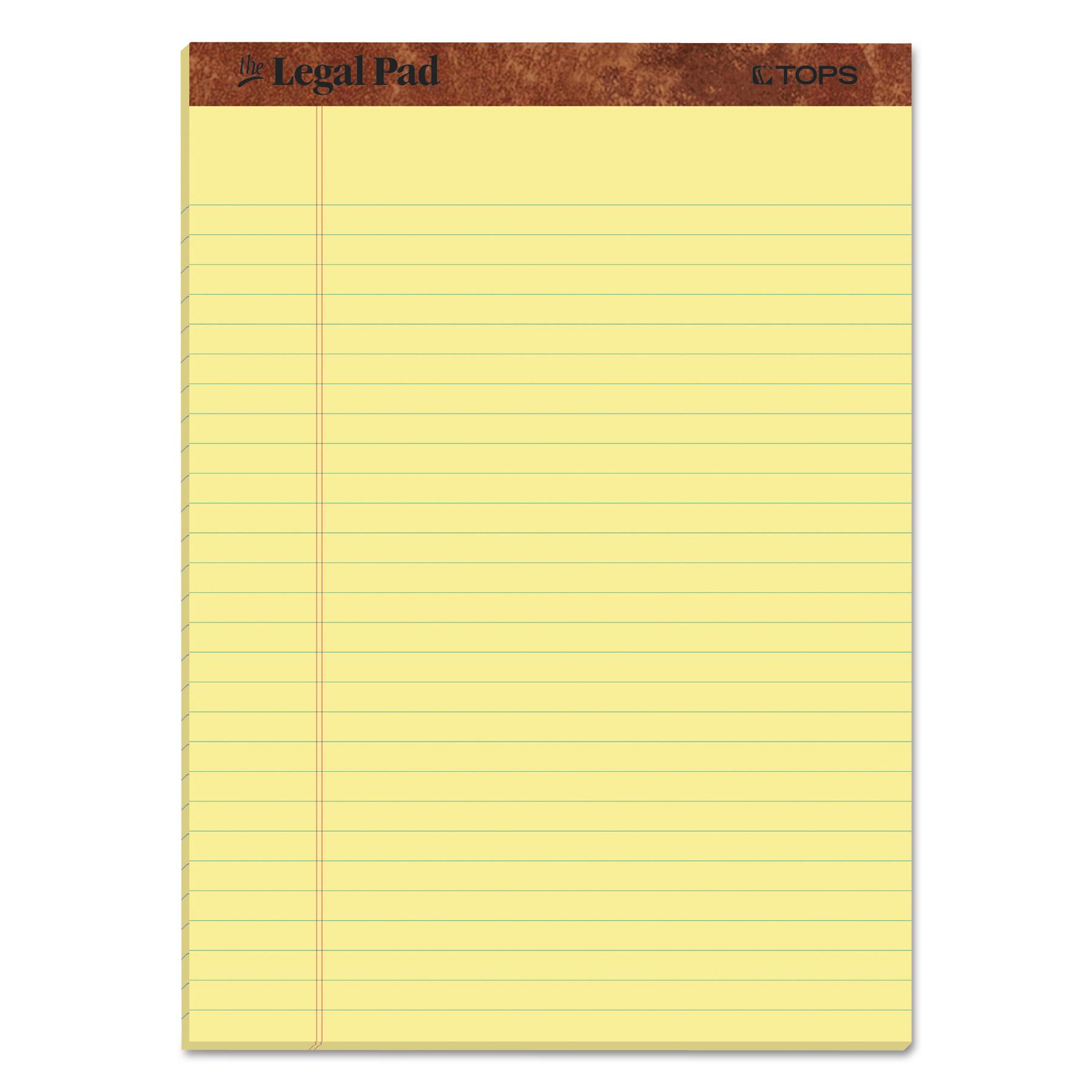 "The Legal Pad" Ruled Pads, Legal/Wide, 8 1/2 x 11 3/4, Canary, 50 Sheets, Dozen