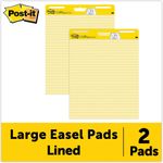 Post-it® Easel Pads Super Sticky Self Stick Easel Pads, Ruled, 25 x 30, Yellow, 2 30 Sheet Pads/Carton