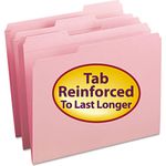 Smead File Folders, 1/3 Cut, Reinforced Top Tab, Letter, Pink, 100/Box