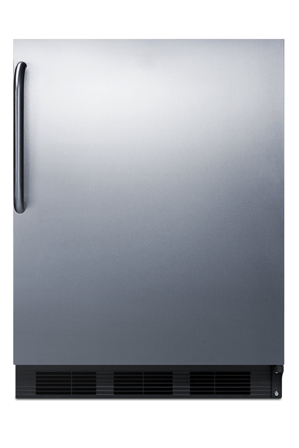 Summit Commercially Approved Built-In Undercounter All-Refrigerator With Stainless Steel Door, Black Cabinet, Auto-Defrost, Towel Bar Handle