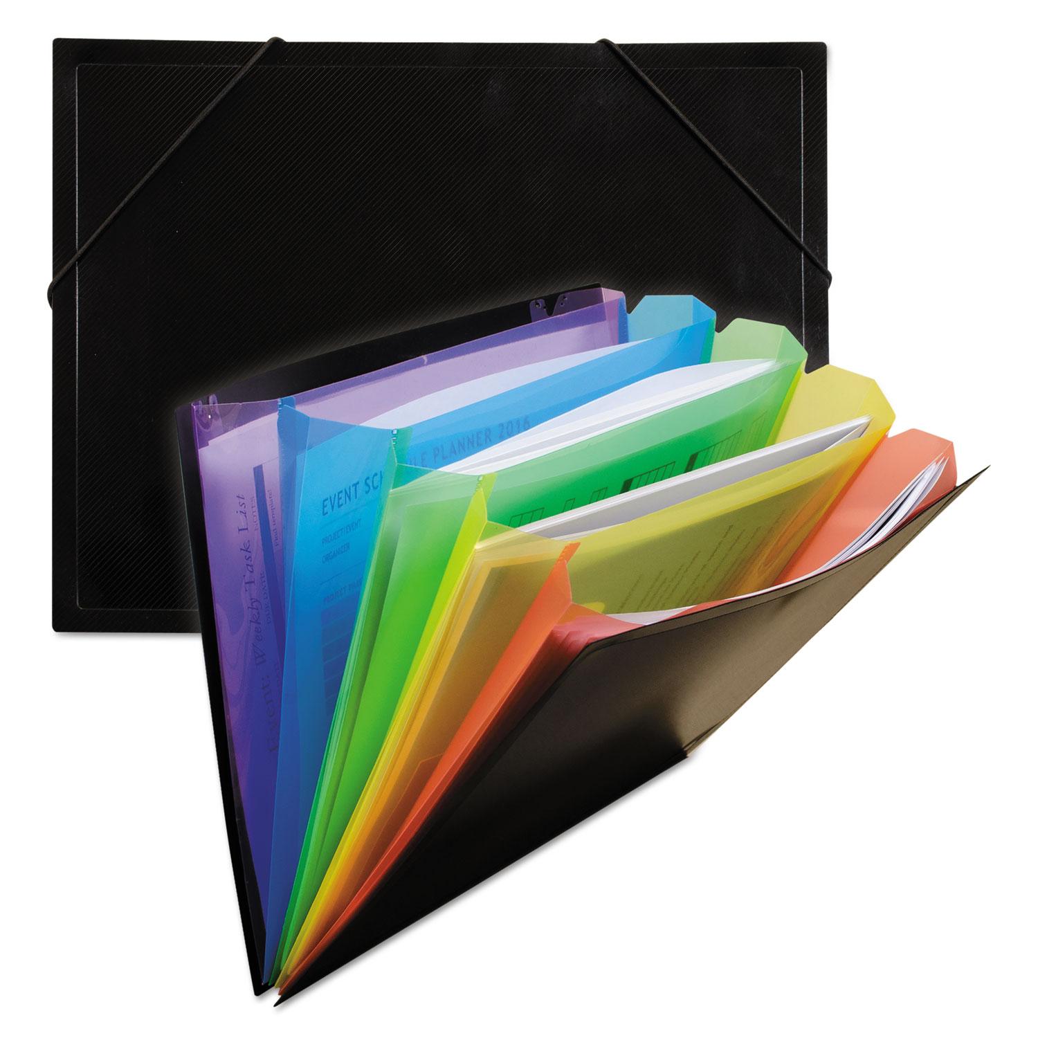 C-Line® Rainbow Document Sorter/Case, 5-Pocket, 5" Expansion, Letter, Black/Multi