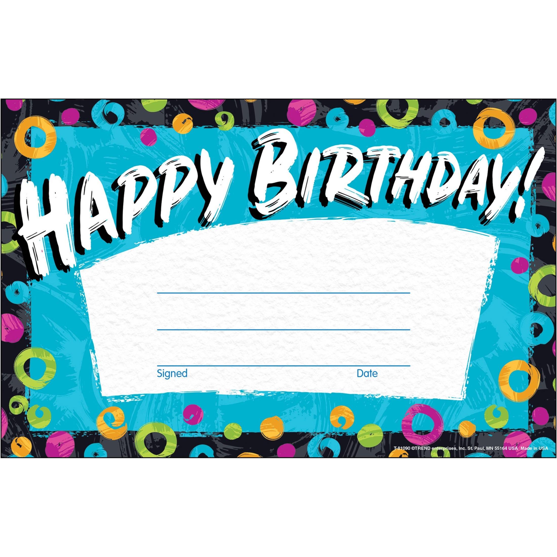 Certificate, f/Birthday, Color Harmony, 5-1/2"x8-1/2", 30/PK