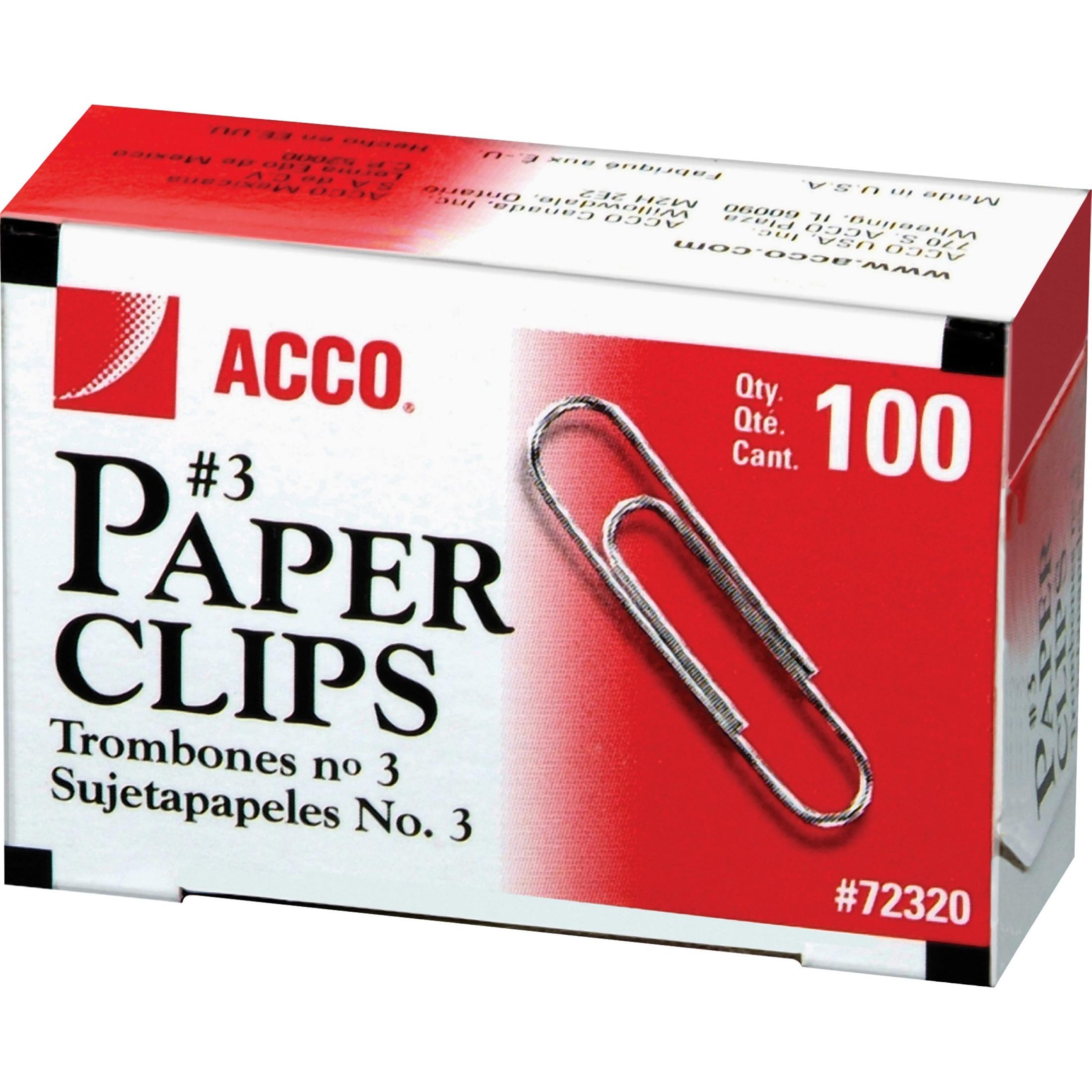 Paper Clips, Plain, No. 3 Size, 1000/PK, Steel