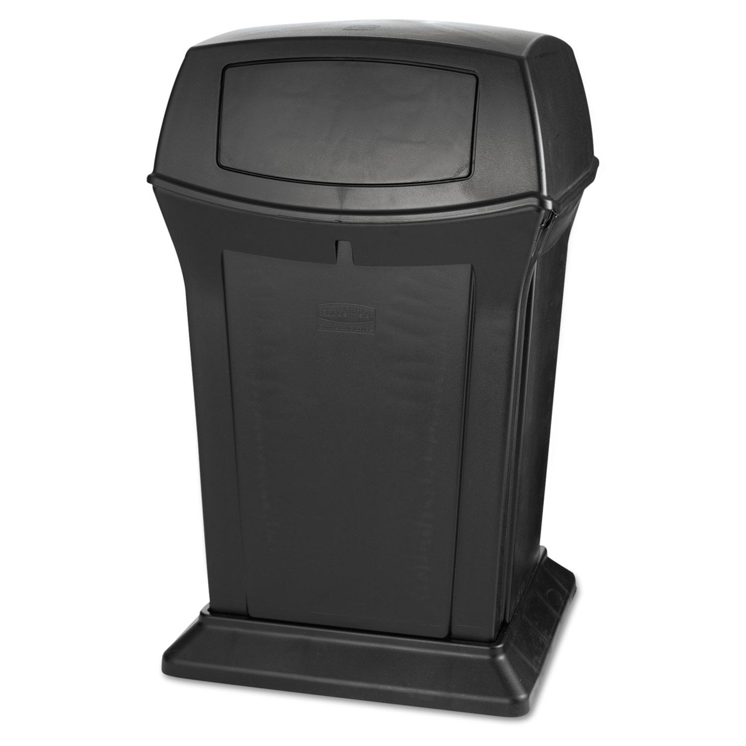 Rubbermaid Ranger Waste Receptacle, 45 Gallon, 2 Door Hinged Lid - Receptacle Color: Black