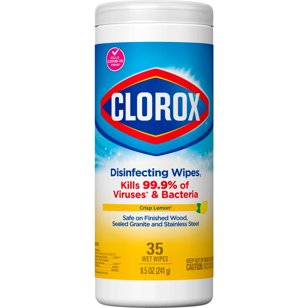 Clorox Disinfecting Wipes, Bleach Free Cleaning Wipes, Crisp Lemon, 35 Count (01594)