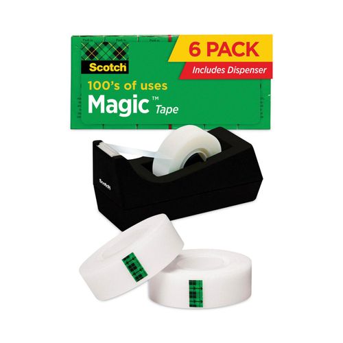 Scotch Magic Tape Value Pack w/C38 Dispenser 3/4" x 1000" 1" Core Clear 6/Pack 