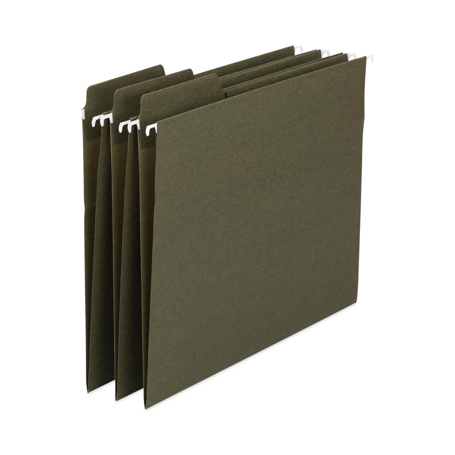 Smead FasTab 100% Recycled Hanging File Folders, 1/3-Cut Tab, Letter, Green, 20/Box