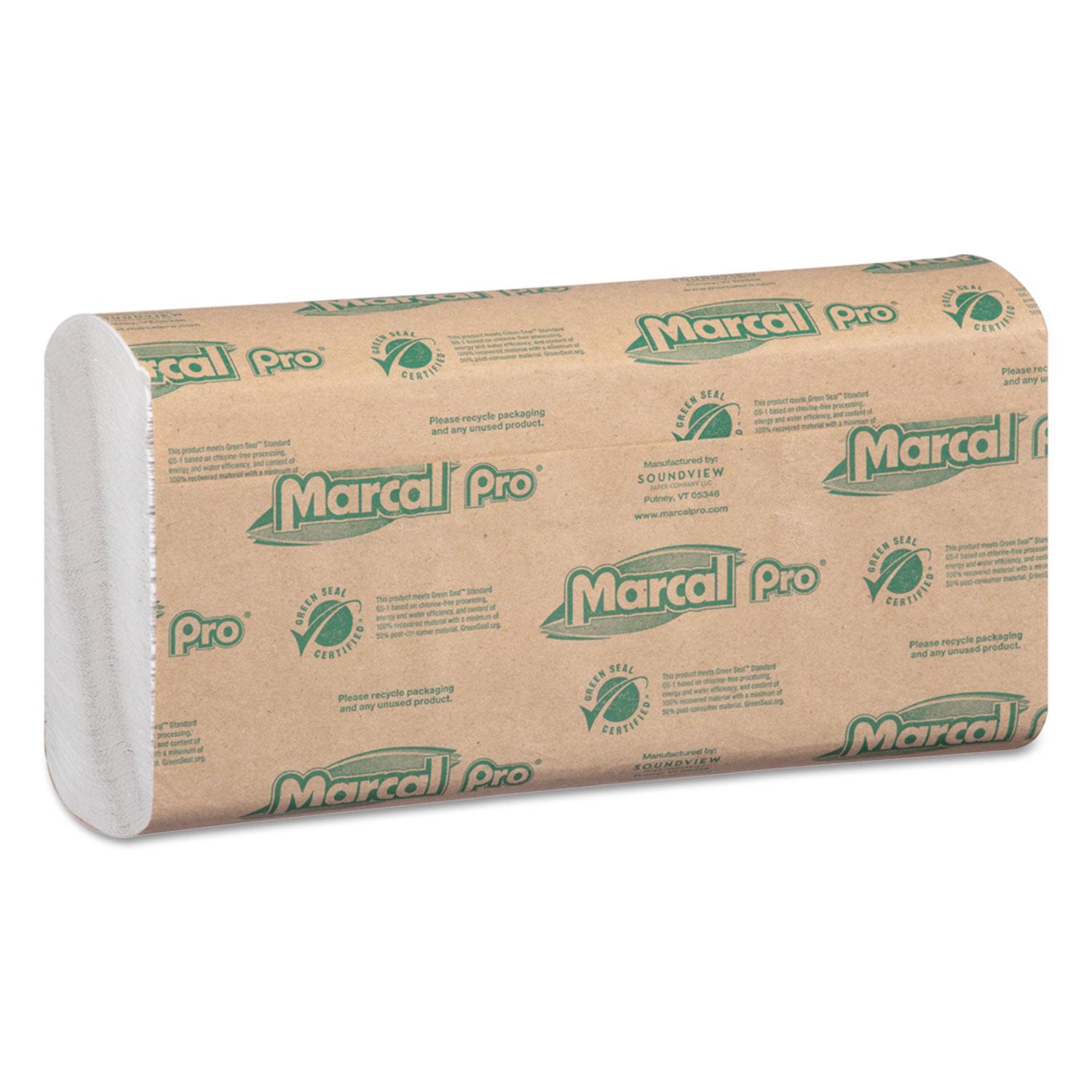 Marcal PRO™ 100% Recycled Folded Paper Towels, 10 1/2x12 3/4,C-Fold, White,150/Pk, 16 Pks/Ct