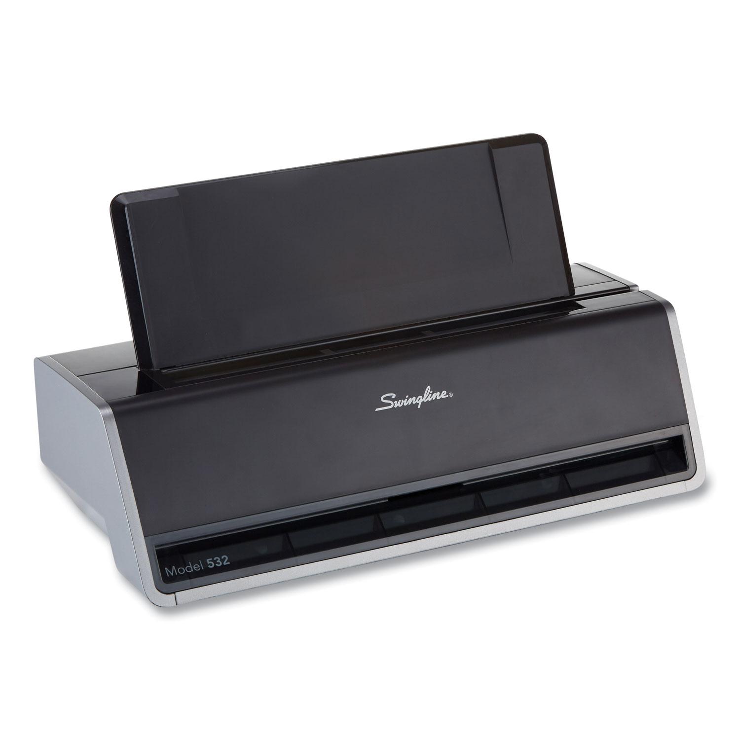Swingline® 28-Sheet Commercial Electric Two-Hole Punch, Fixed 1/4" Holes, Silver - Platinum