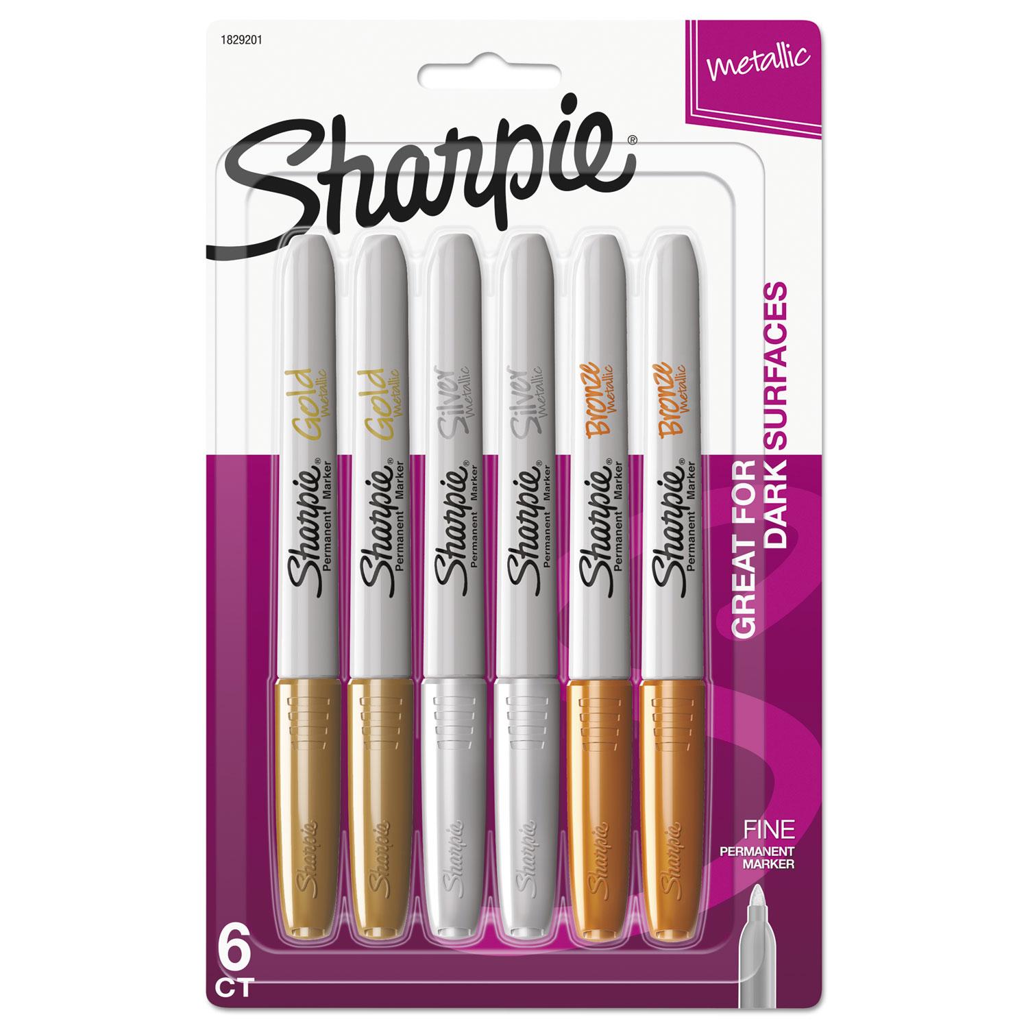 Sharpie® Metallic Permanent Markers, Assorted, 6/Pack