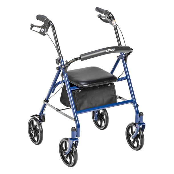 Durable 4 Wheel Rollator with 7.5" Casters, Blue