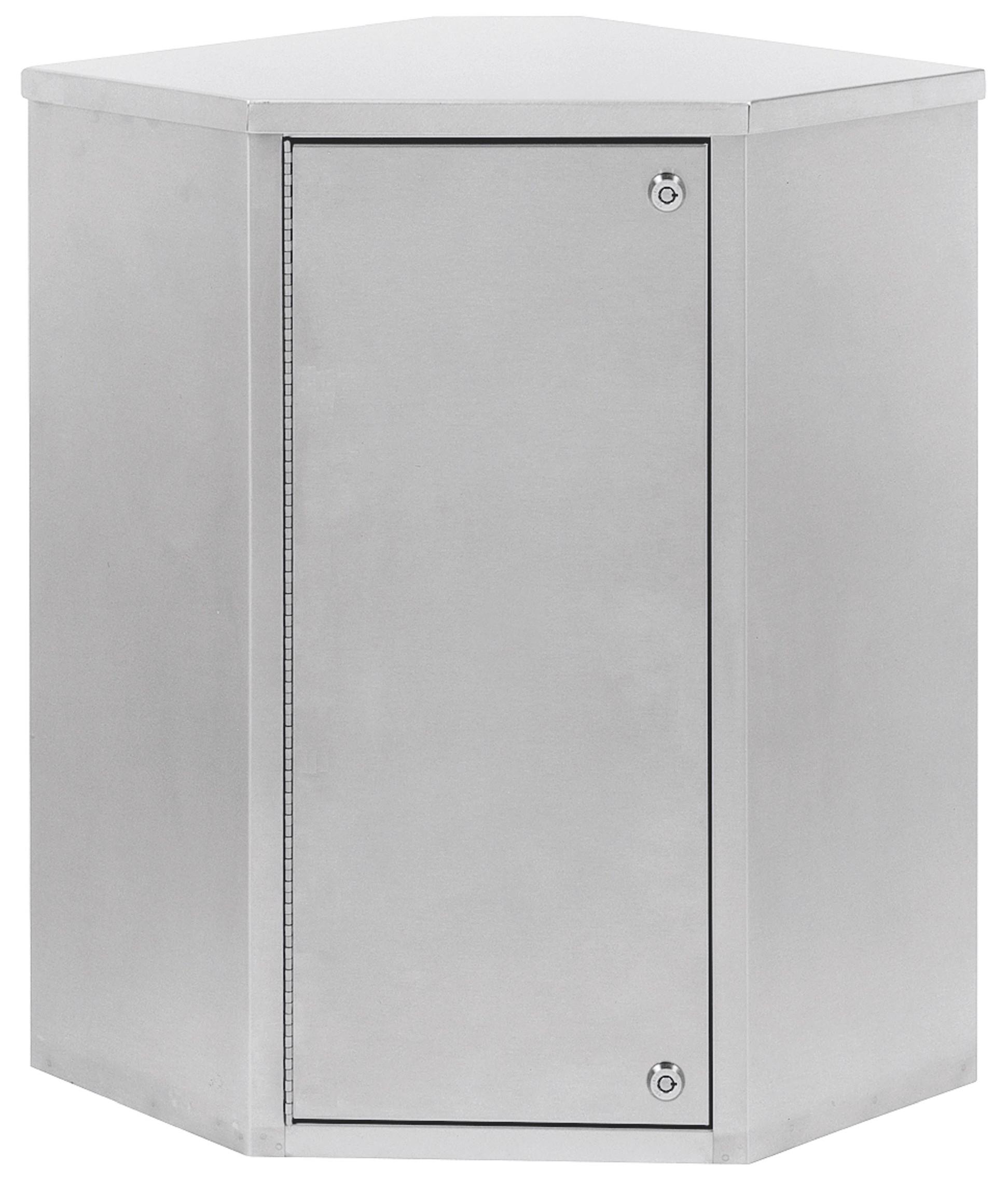 Single Door Corner Narcotic Cabinet - S/S - 4 Shelves
