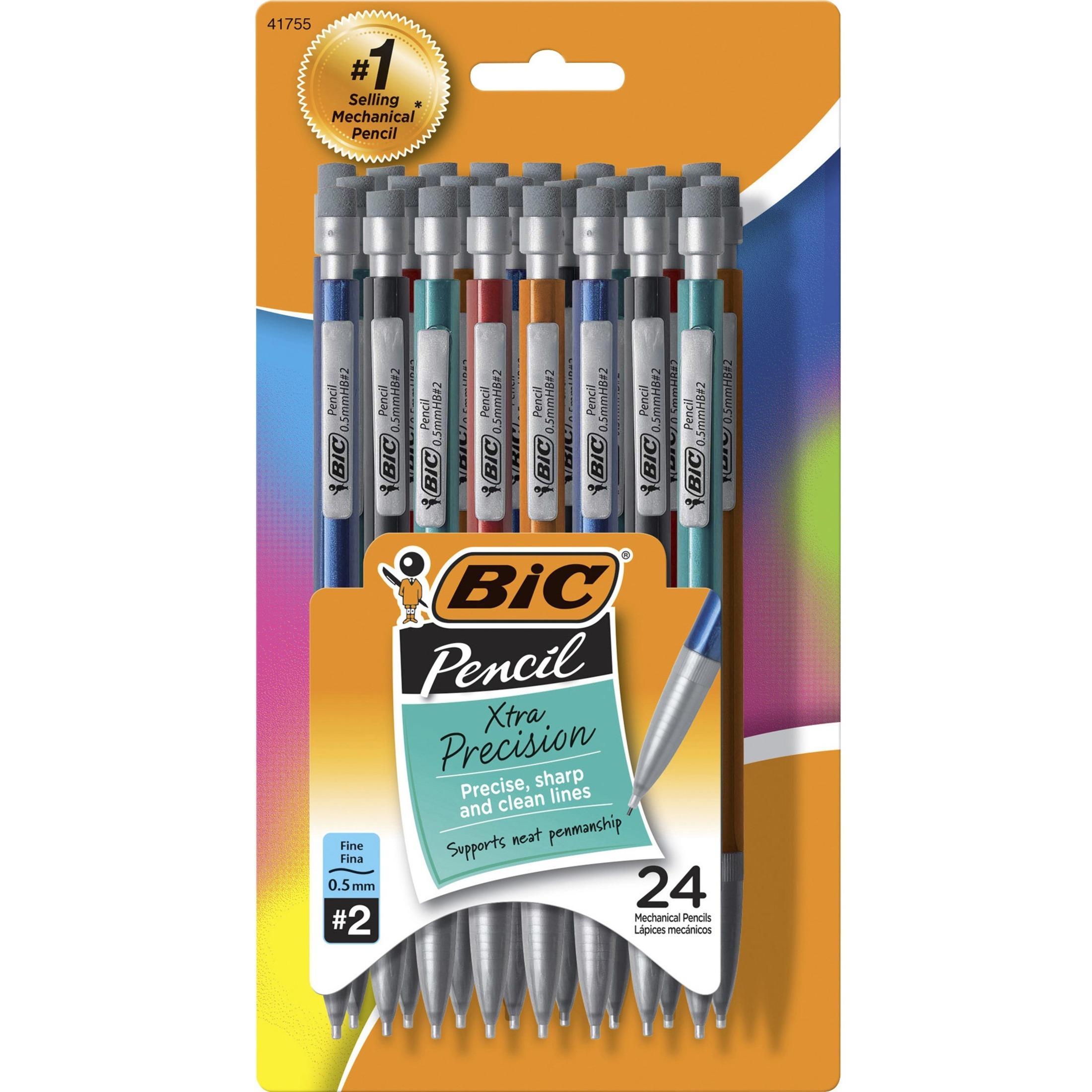 Mechanical Pencils, w/Pocket Clip, .5mm, 24/PK, Assorted
