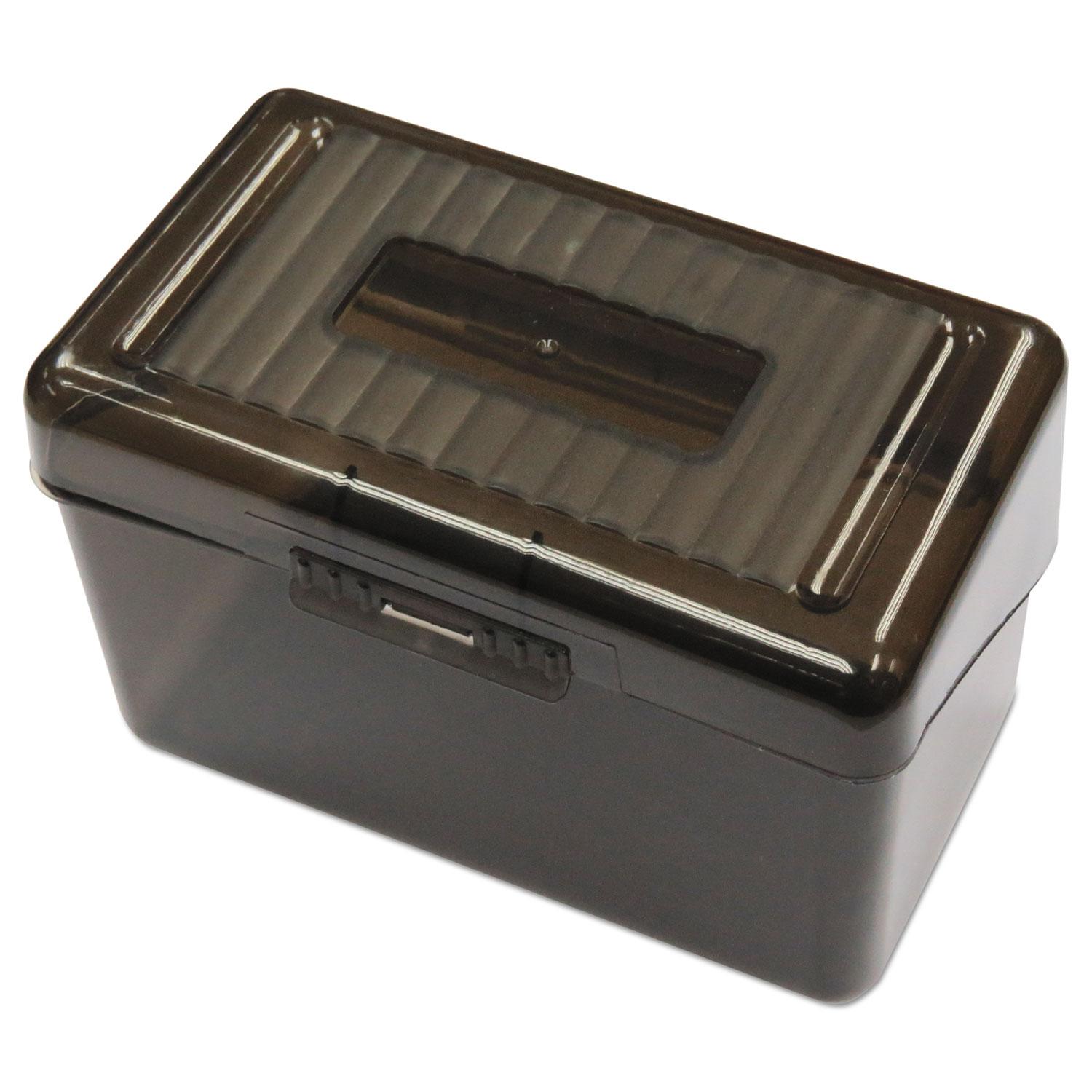Universal® Plastic Index Card Boxes, 4" x 6", Translucent Black