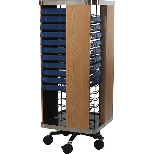 Square Mobile Floor Revolving Chart Rack, Holds 60 Side-Open Binders ...