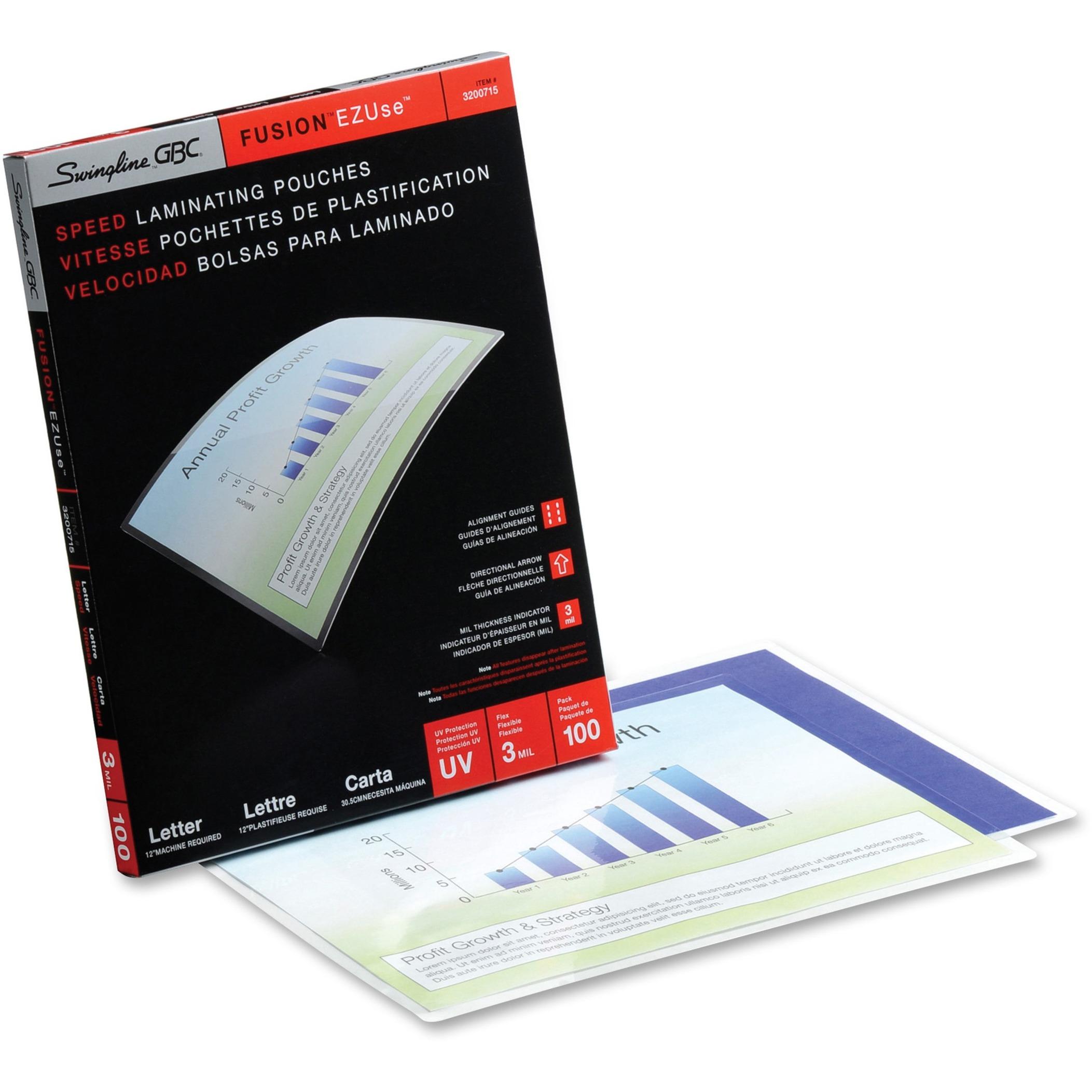 Laminating Pouch,Sealed Side,3 Mil,8-3/4"x11-3/4",100/BX,CL