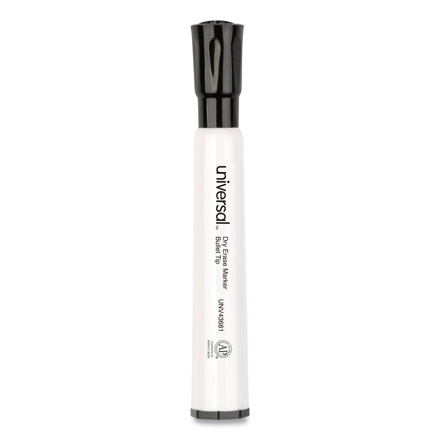 Universal™ Dry Erase Marker, Bullet Tip, Black, Dozen