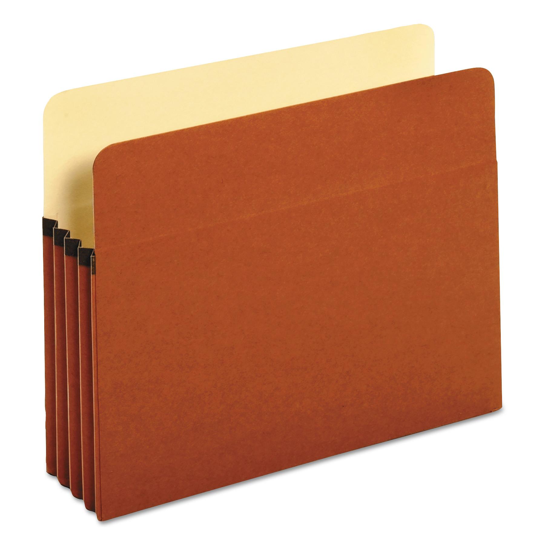 Universal® 3 1/2 Inch Expansion File Pockets, Straight Tab, Letter, Redrope/Manila, 25/Box