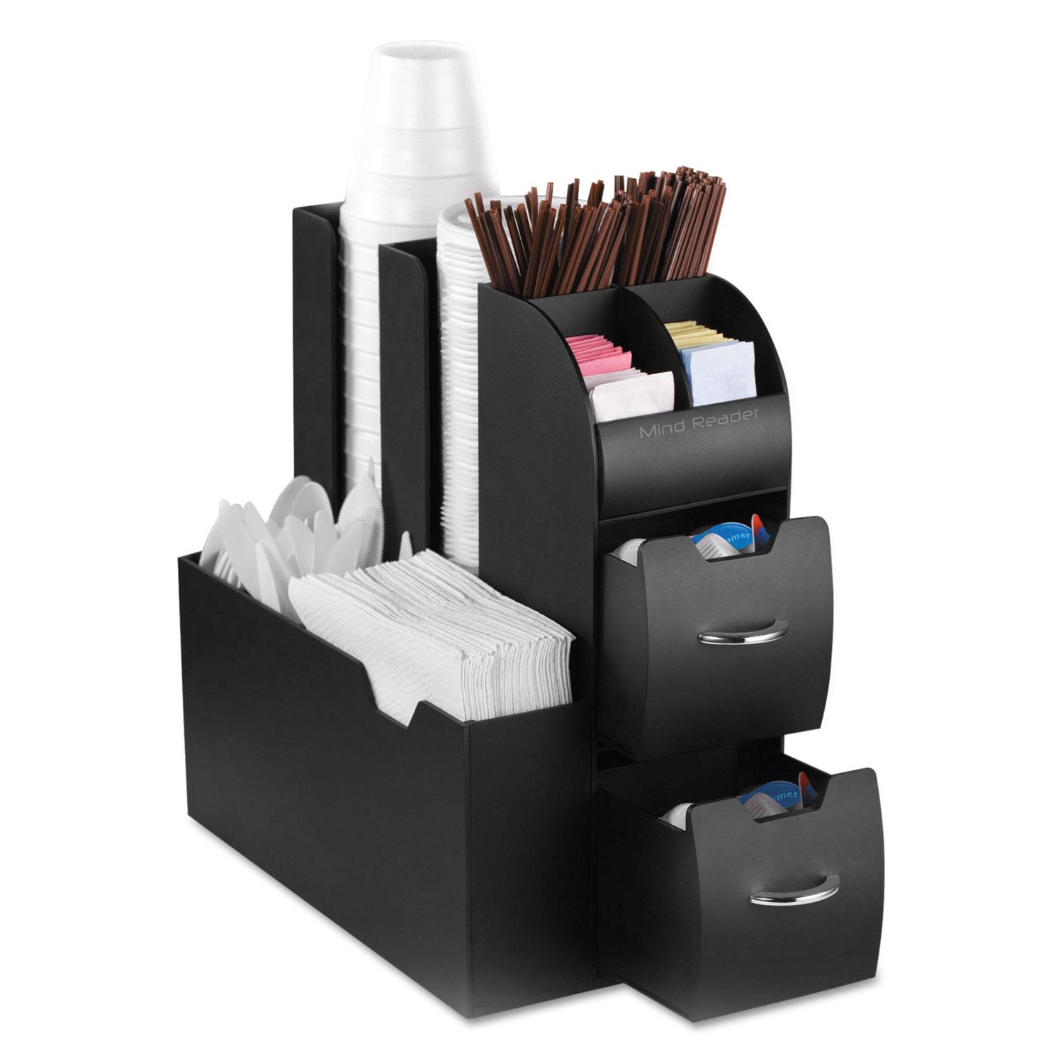 Mind Reader Coffee Condiment Caddy Organizer, 5 2/5 x 11 x 12 3/5, Black
