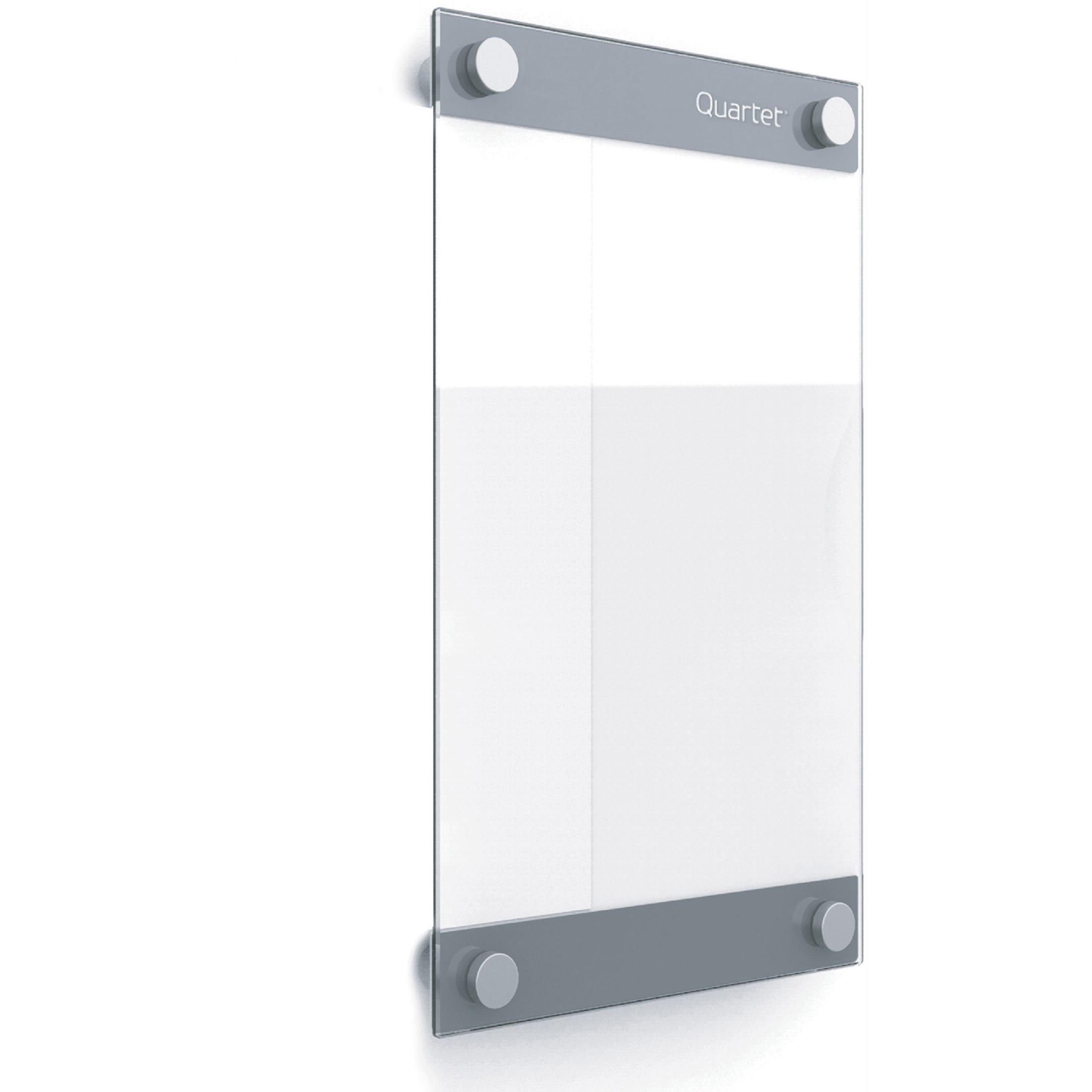 Dry Erase Board, Glass, 11"W x 17"L, White