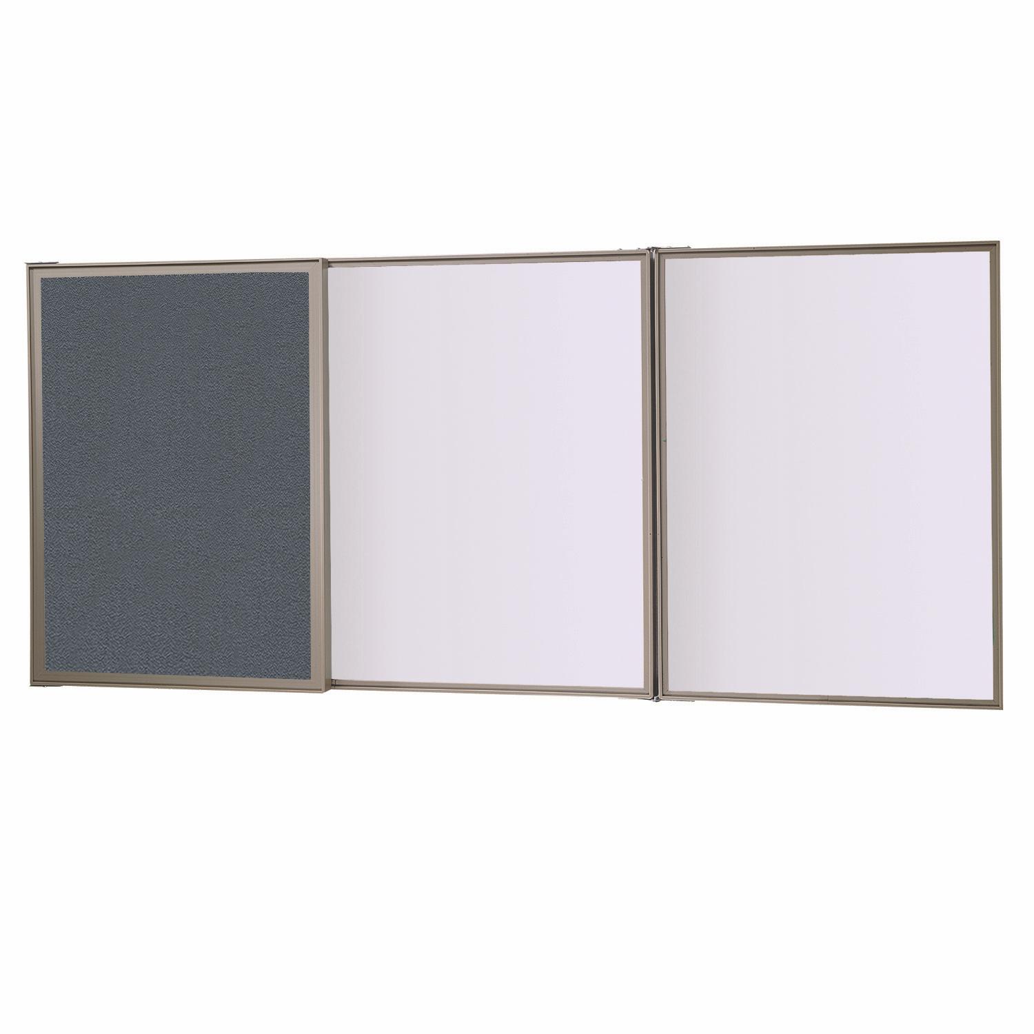 VisuALL Outside Presentation Cabinet - Gray Fabric Bulletin Board with Non-Magnetic Whiteboard Inside
