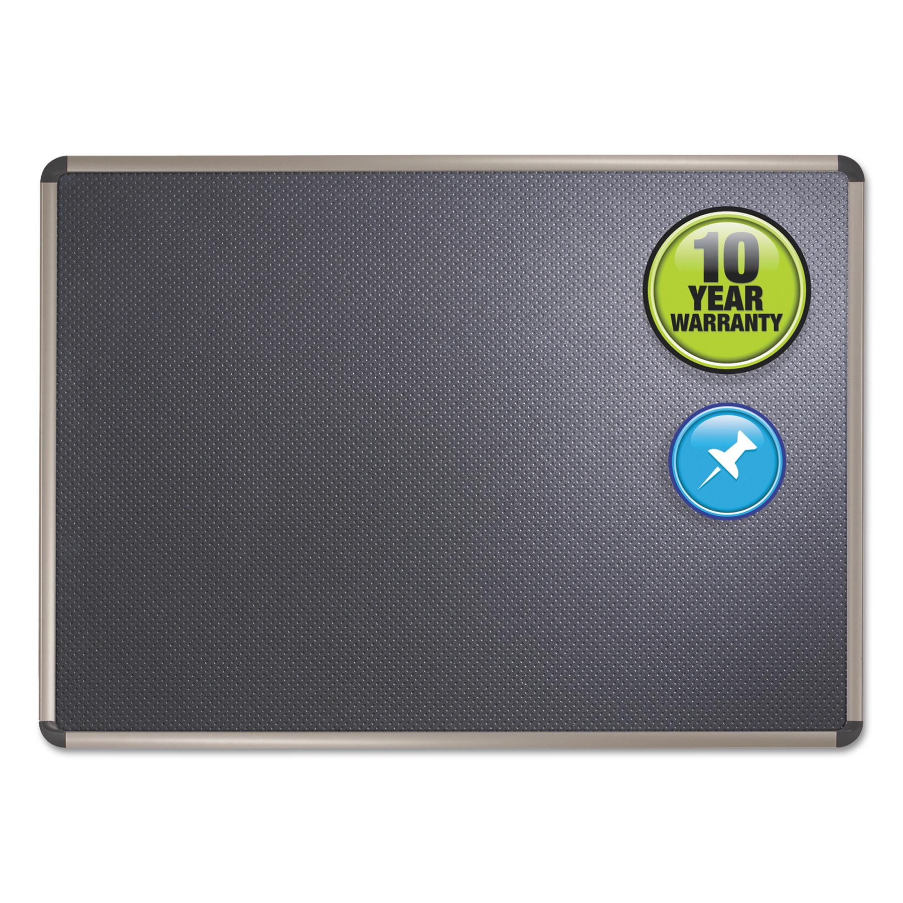 Quartet® Prestige Euro-Style Embossed Foam Bulletin Board, 72 x 48, Black/Aluminum Frame