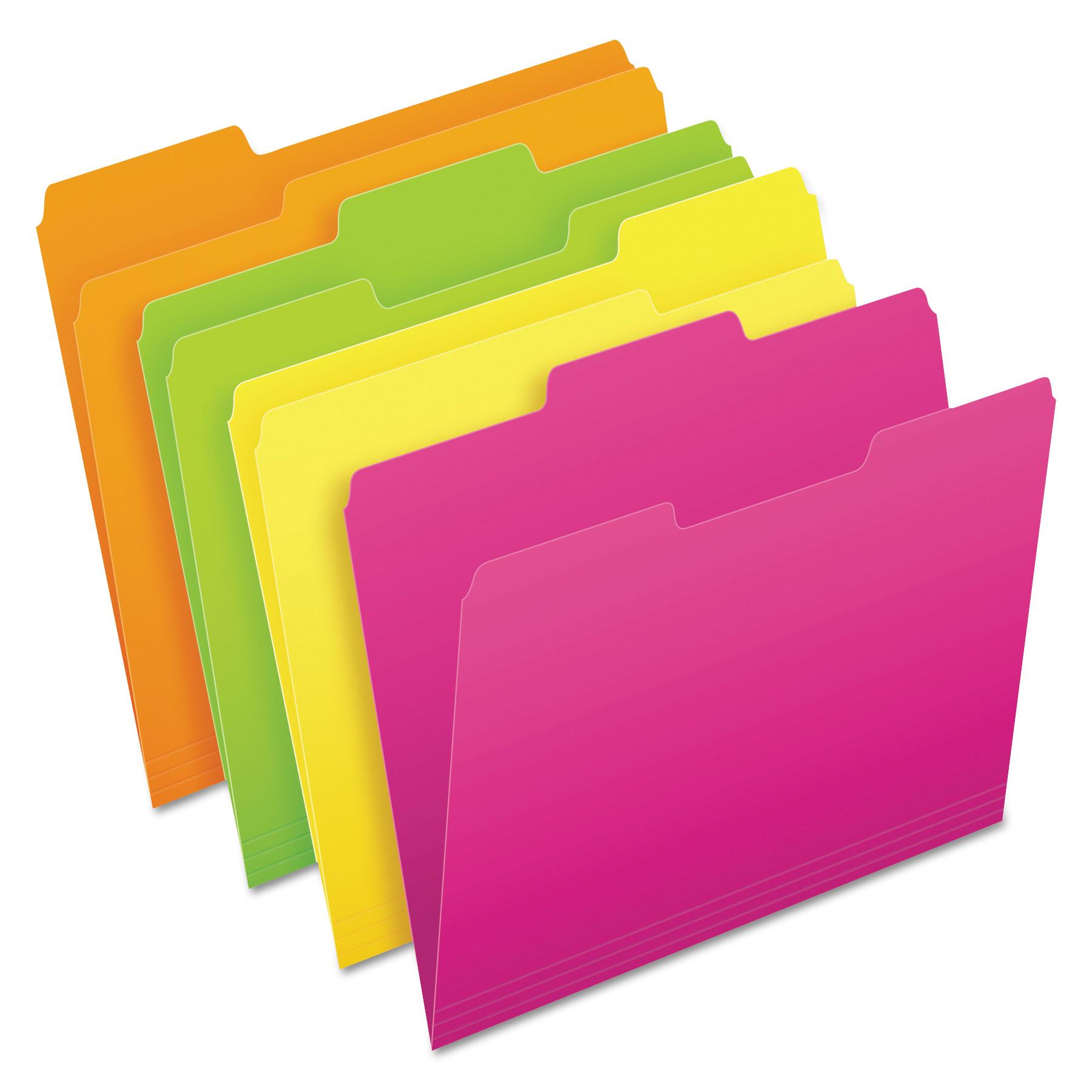 Pendaflex® Glow File Folders, 1/3 Cut Top Tab, Letter, Assorted Colors, 24/Box