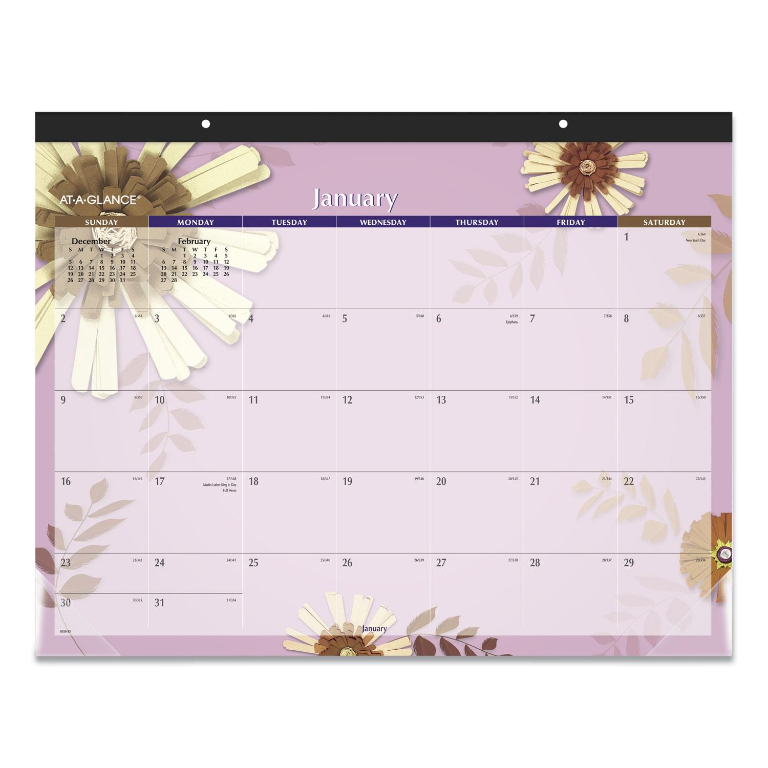 AT-A-GLANCE® Paper Flowers Desk Pad, 22 x 17