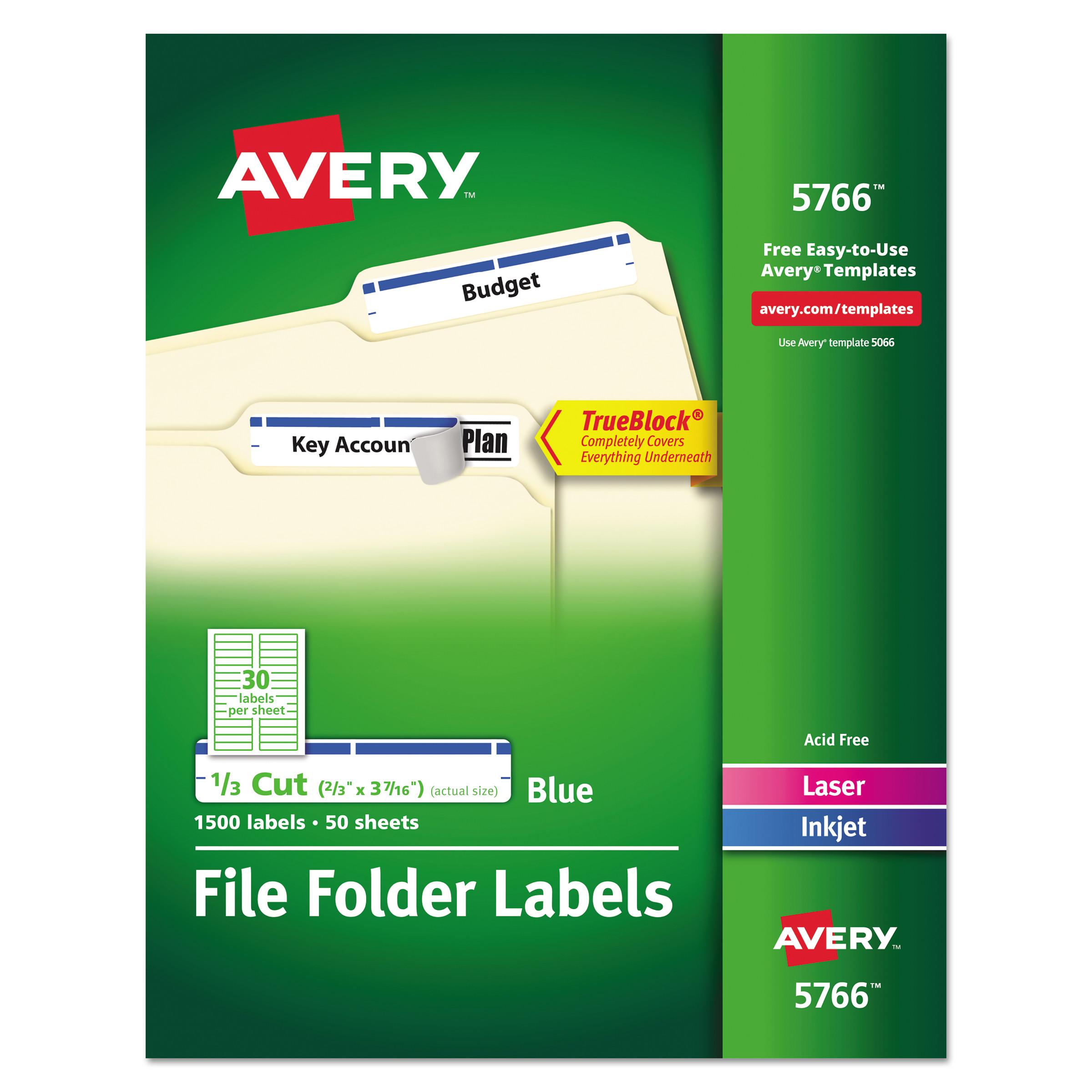 Avery® Permanent File Folder Labels, TrueBlock, Inkjet/Laser, White ...