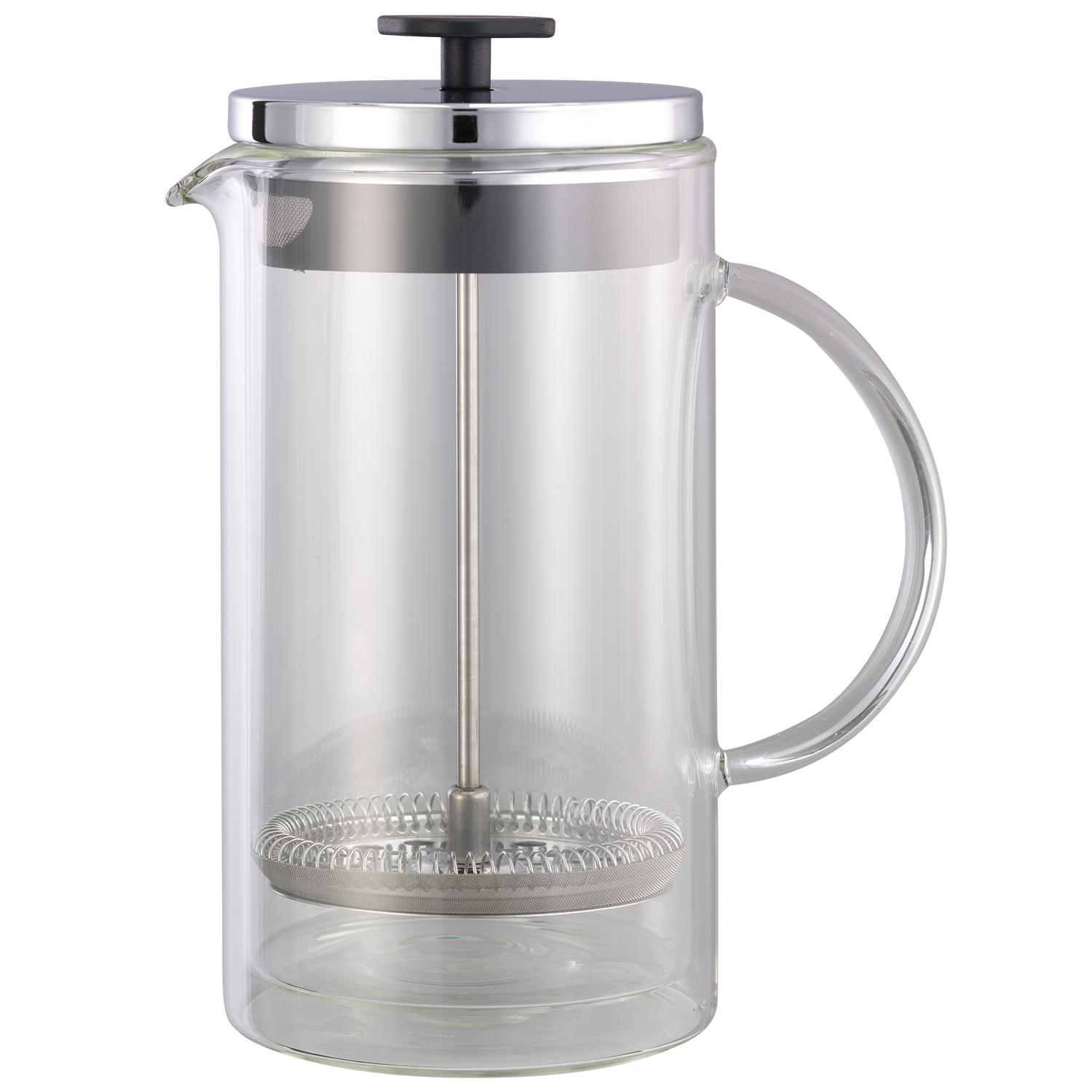 Service Ideas T899SR Glass Press, Glass French Press, Double Wall, 33.8 Ounce, Clear