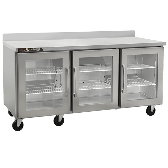 Centerline by Traulsen 72" Undercounter Refrigerator, Glass Doors, Work Top, Self-Contained - Hinging: Left/Left/Left