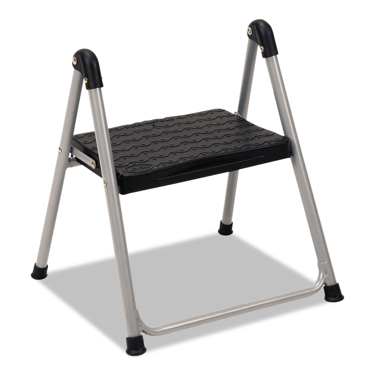 Cosco® Folding Step Stool, 1-Step, 200lb, 9 9/10" Working Height, Platinum/Black