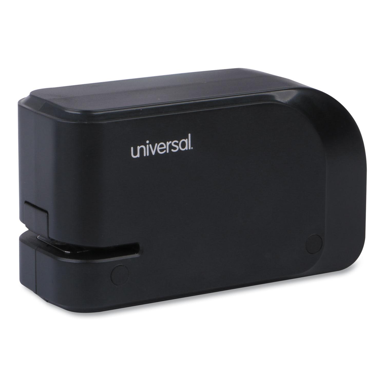 Universal® Electric Half-Strip Stapler w/Staple Channel Release, 20-Sheet Capacity, Black