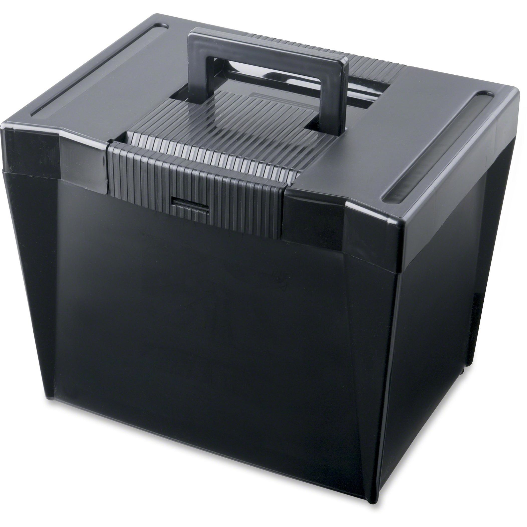 Portable File Storage Box,11-1/4"x14-7/8"x11-3/4",Black