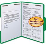 Smead Folders, Two Fasteners, 1/3 Cut Assorted Top Tab, Letter, Green, 50/Box