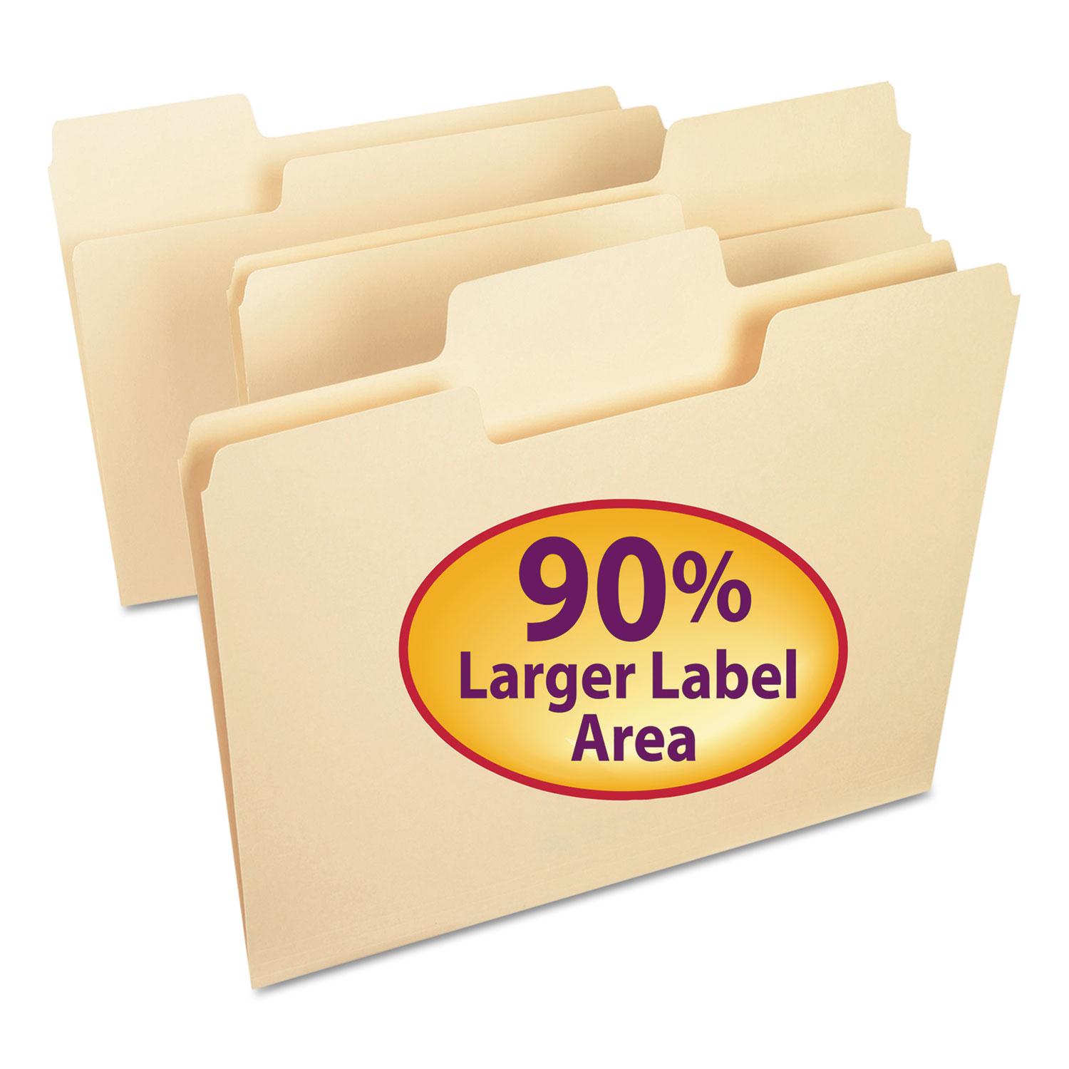 Smead SuperTab File Folders, 1/3 Cut Top Tab, Letter, Manila, 100/Box