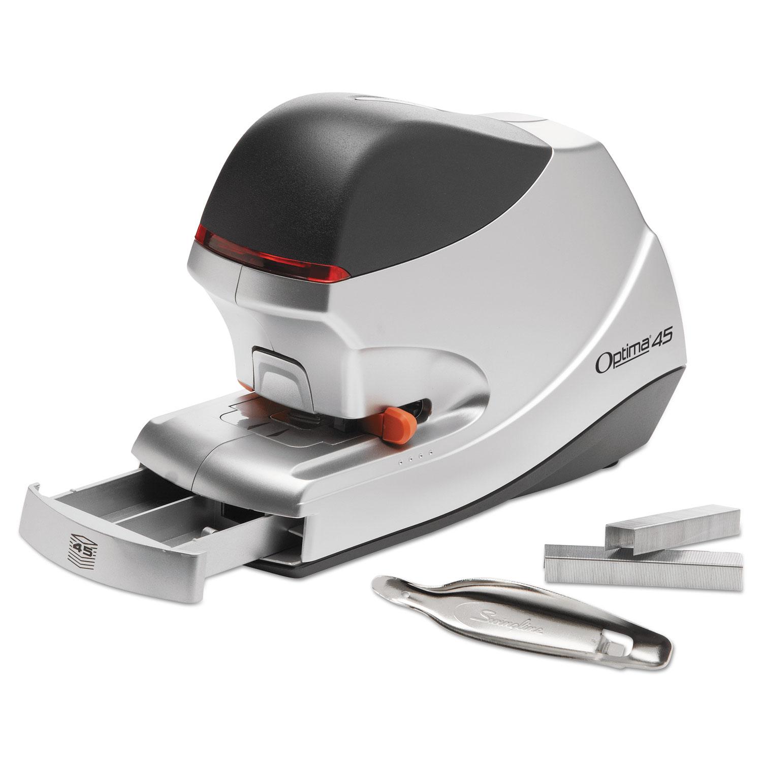 Swingline® Optima 45 Electric Stapler, 45-Sheet Capacity, Silver